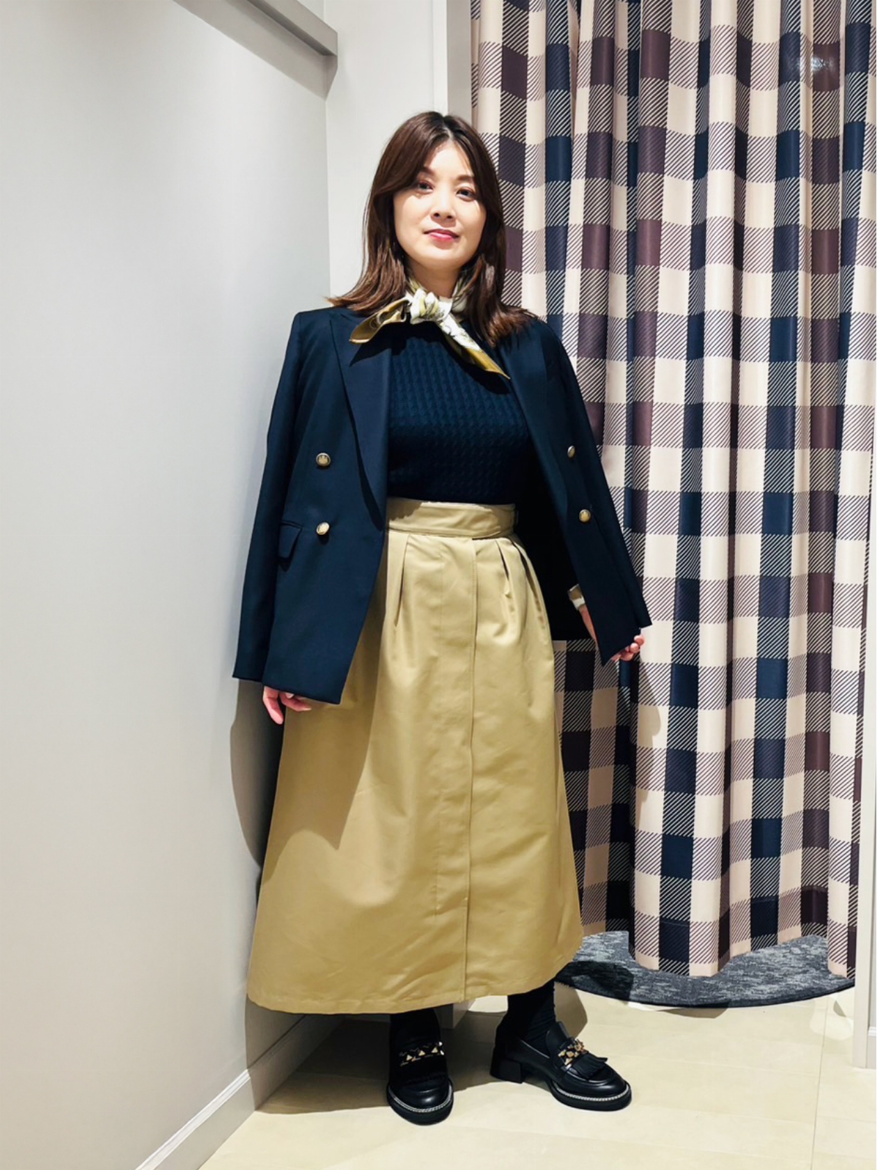 Aquascutum 薄手グレーラップスカート MATSUMOTO 阪急梅田本店