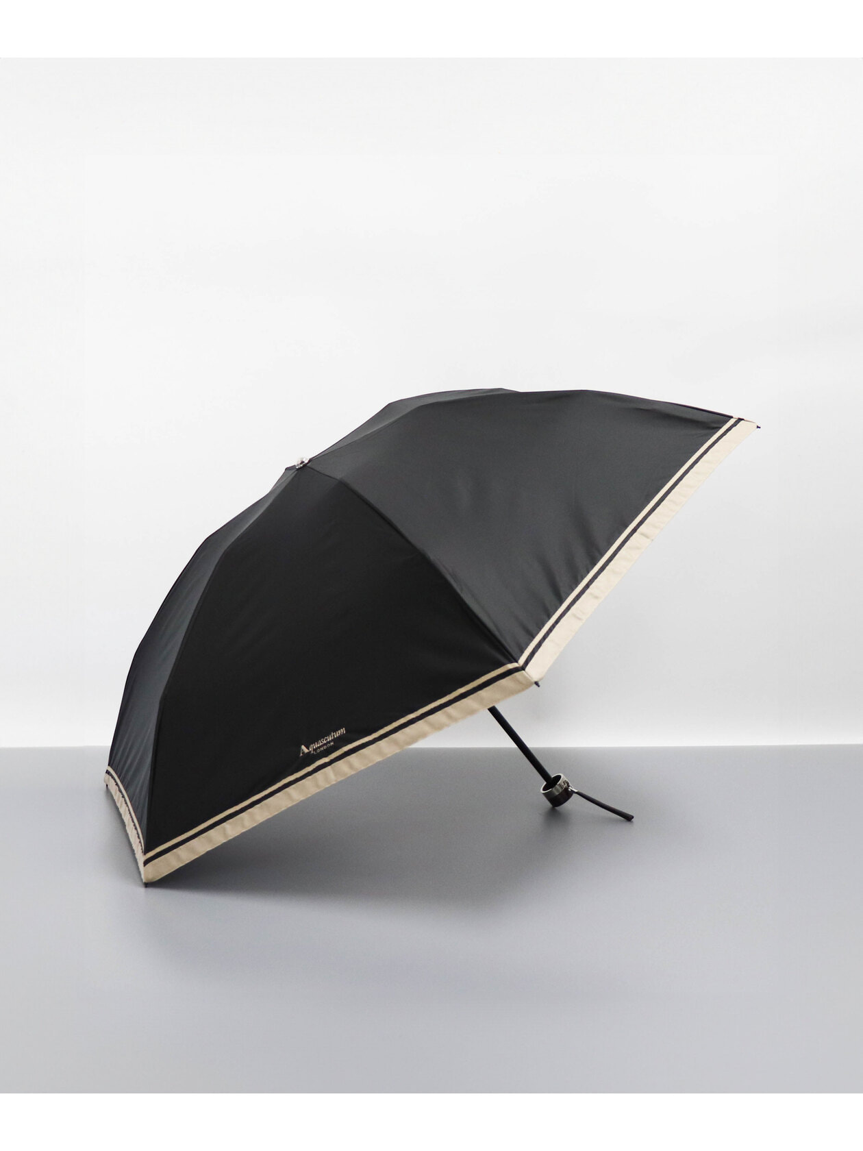 大きめサイズシンプルWボーダー晴雨兼用傘（折りたたみ・ミニ傘）