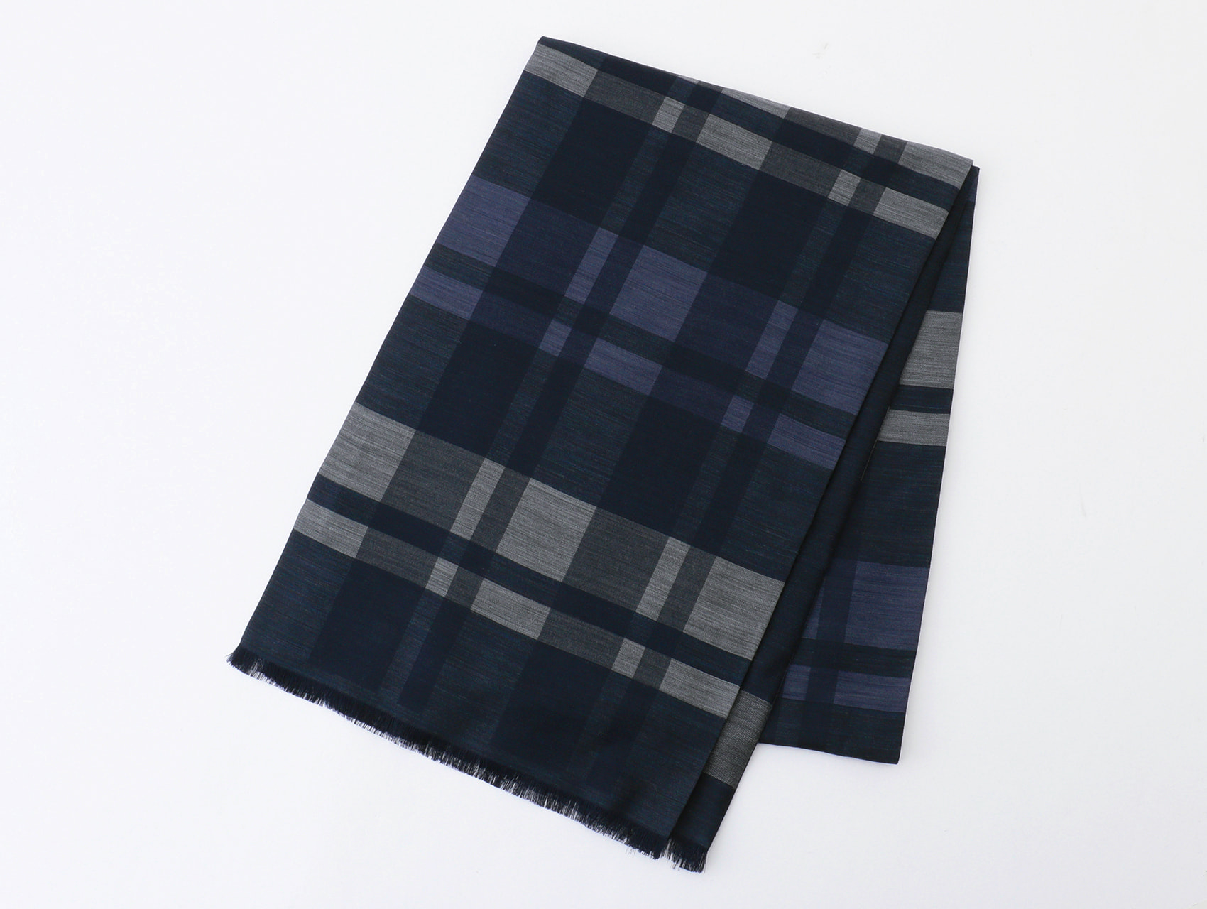 ウールシルクリバーシブルチェックマフラー