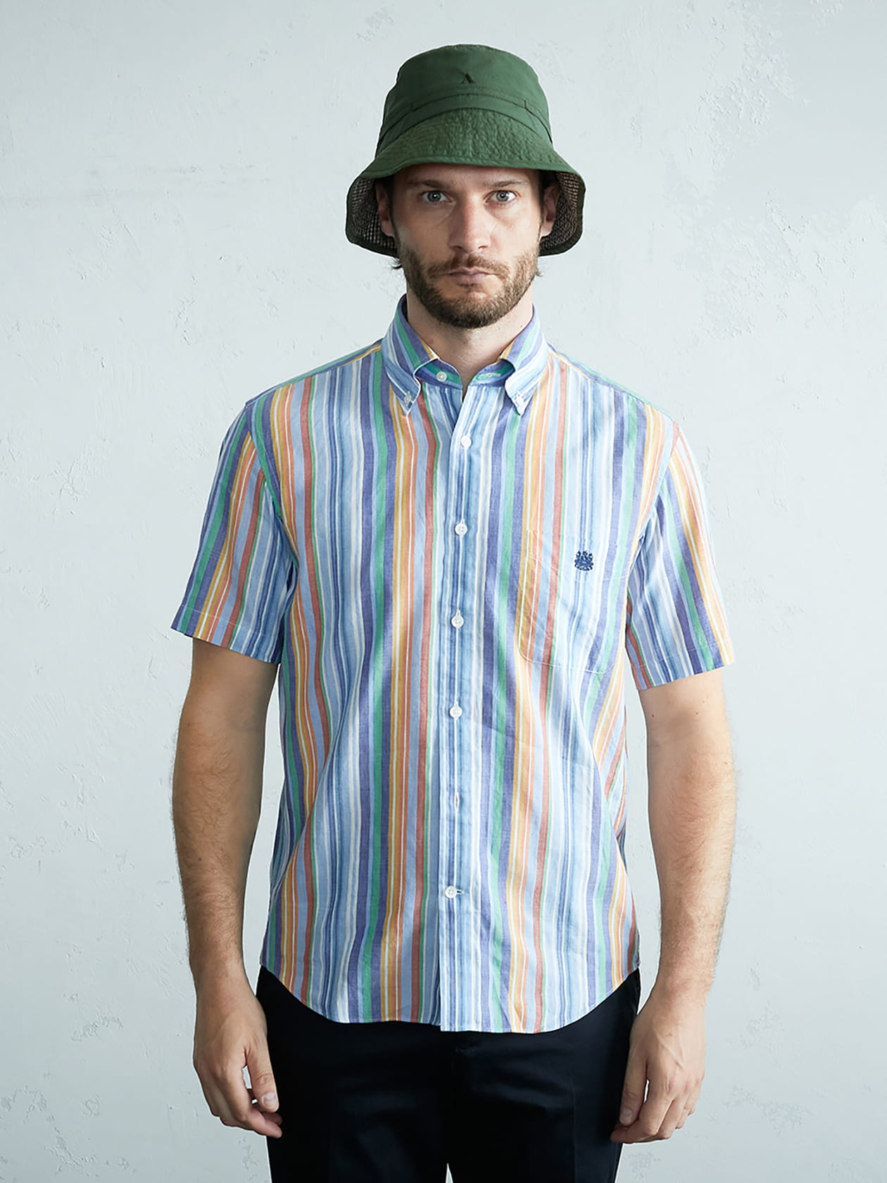 コットンリネンマルチストライプシャツ