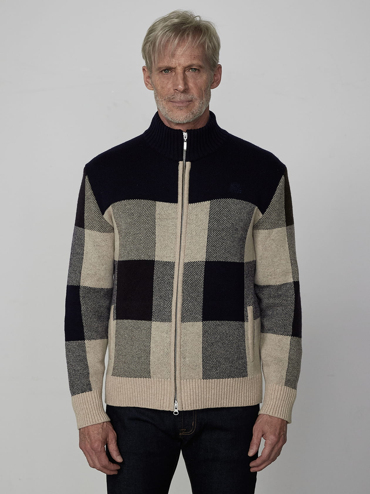 BIG CLUB CHECK ZIPUP KNIT