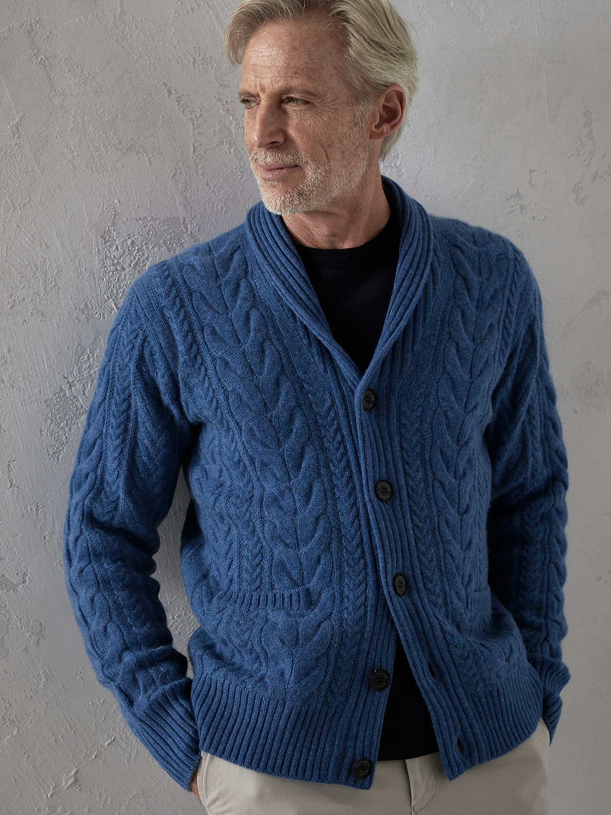 Cashmere shawl collar cardigan