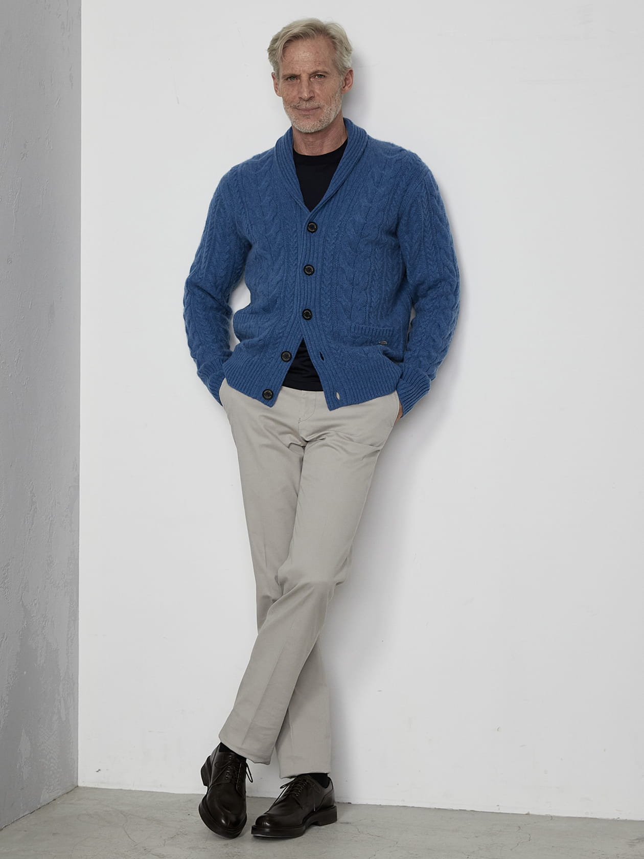 Cashmere shawl collar cardigan