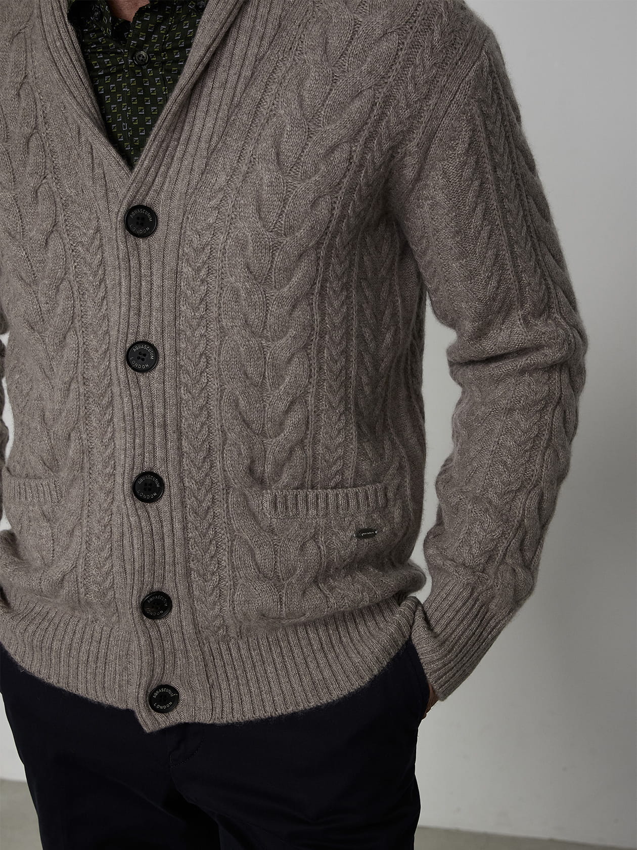 Cashmere shawl collar cardigan