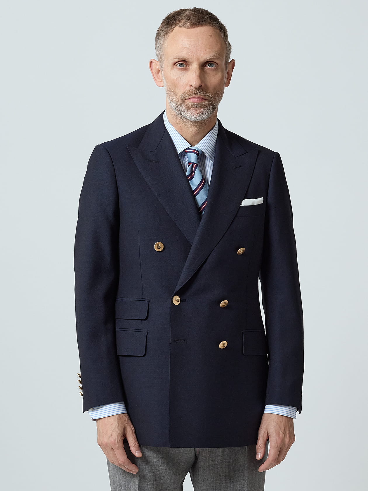 Aquascutum ネイビー ダブルブレストテーラードジャケット英国製