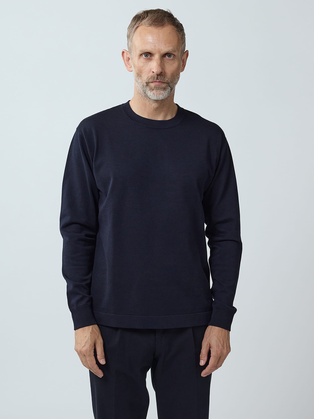 STONE  ネイビー長袖カットソー TEC.3 Crew-neck Long-sleeve
