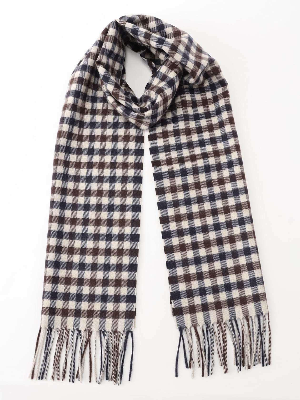 Aquascutum カシミヤ チェックマフラー。美品。 カシミアクラブチェックマフラー