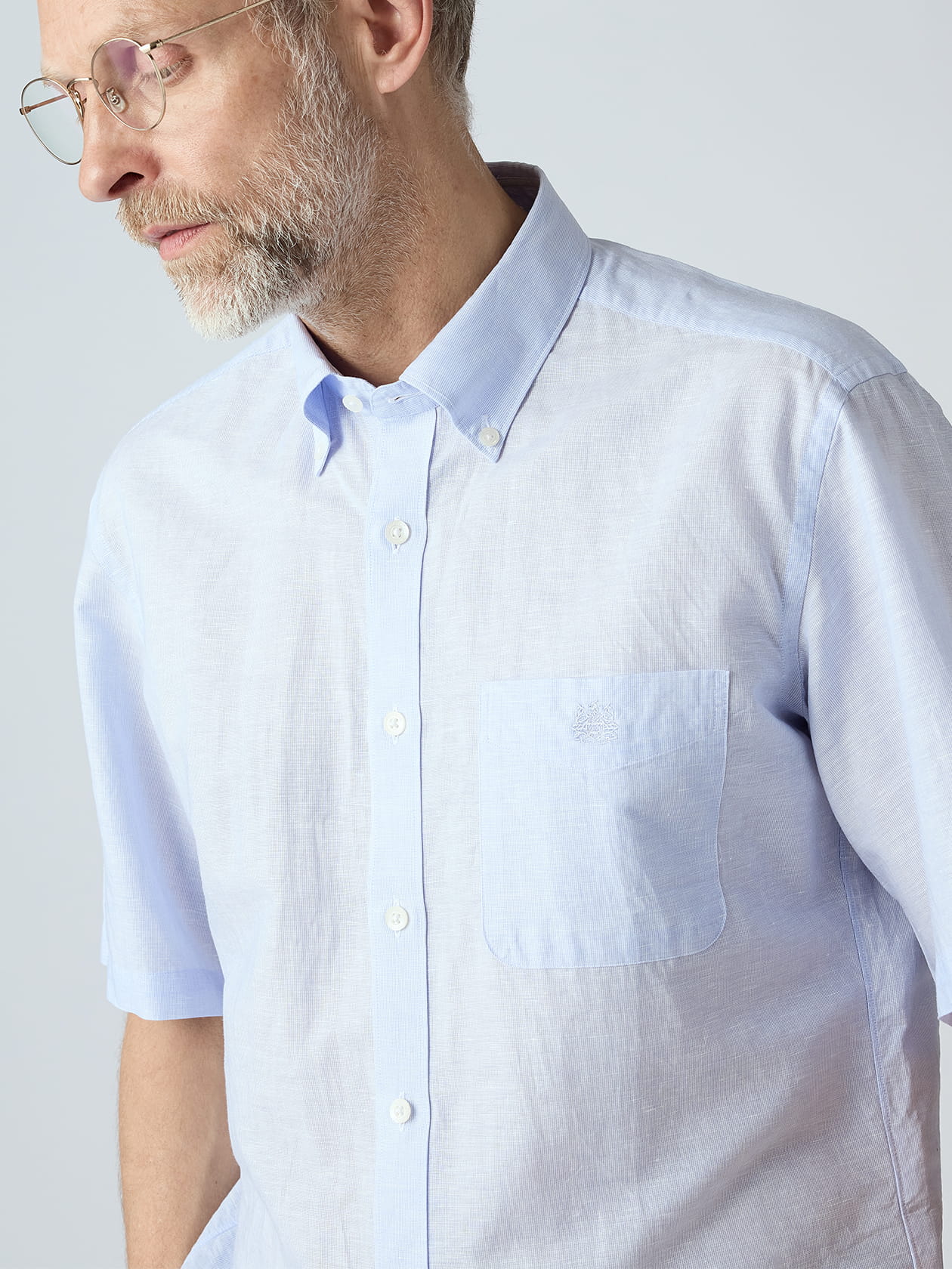 Cotton Linen Micro Stripe Short Sleeve