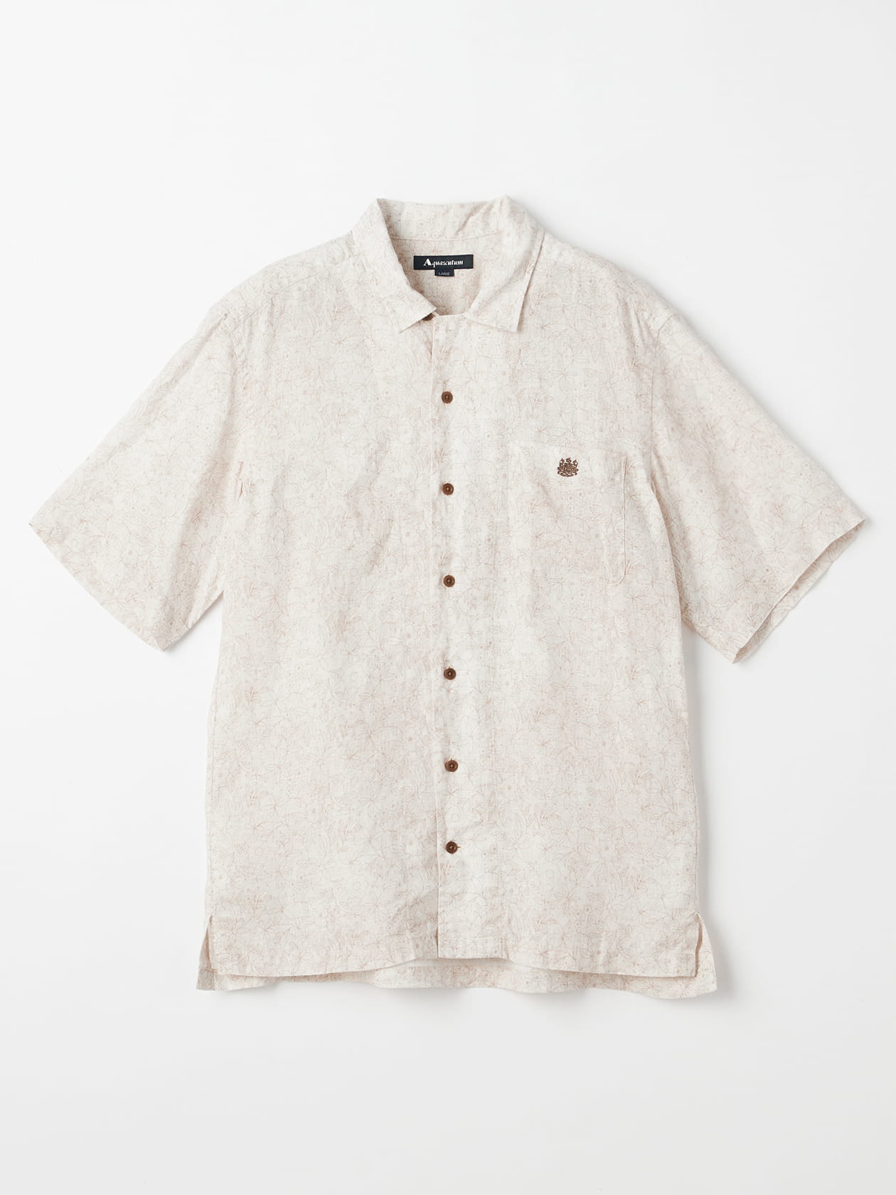 Linen シャツ Linen Floral Print Short Sleeve Outer Shirt