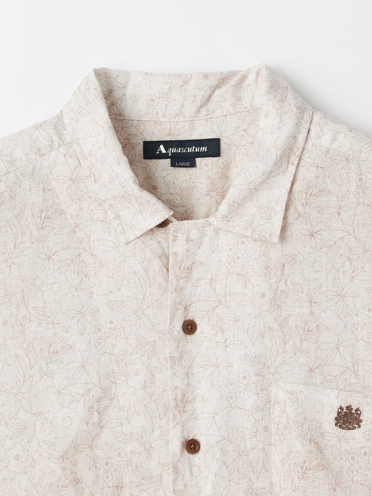 Linen Floral Print Short Sleeve Outer Shirt
