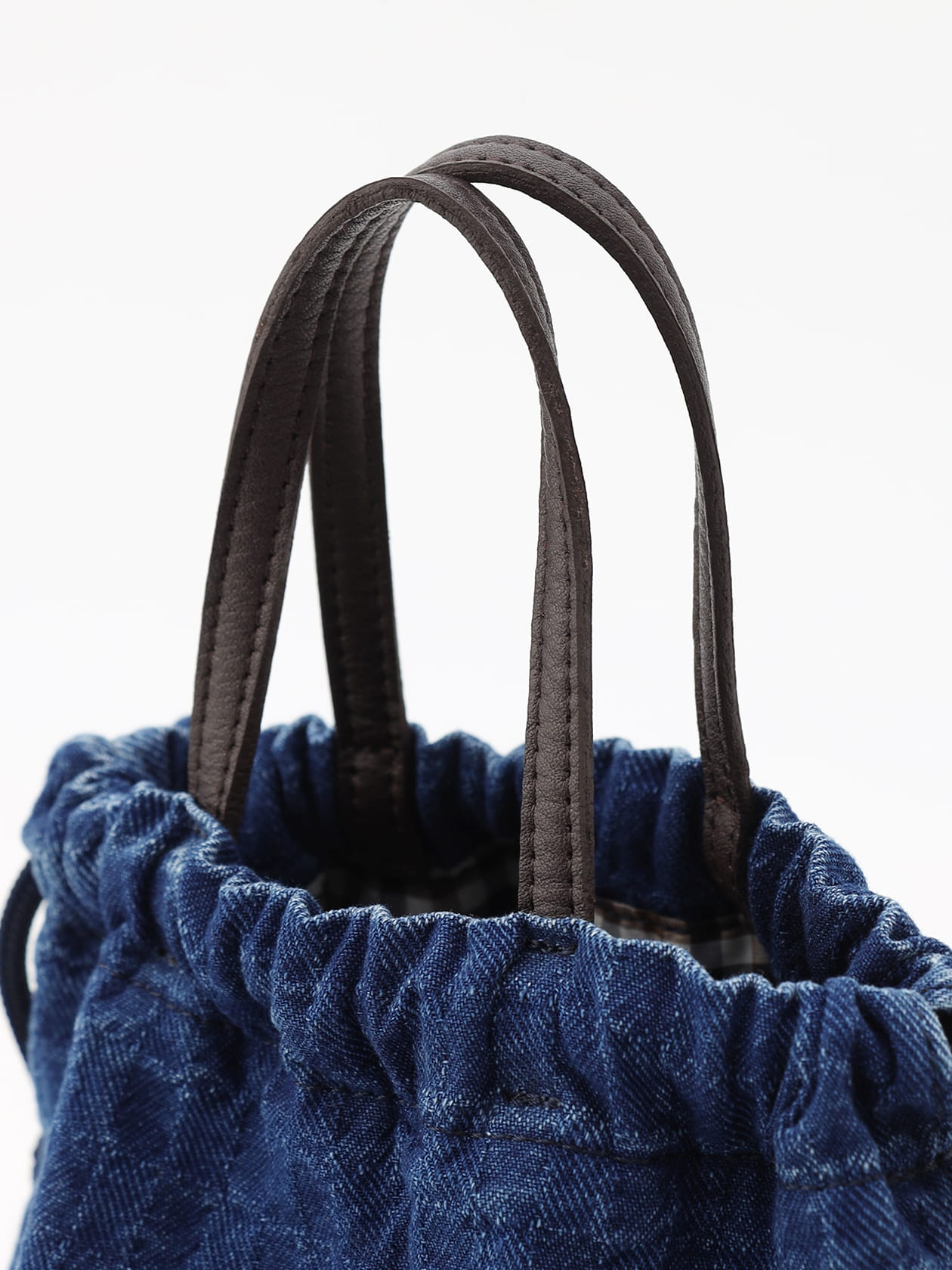 Denim Jacquard Reversible Drawstring Bag