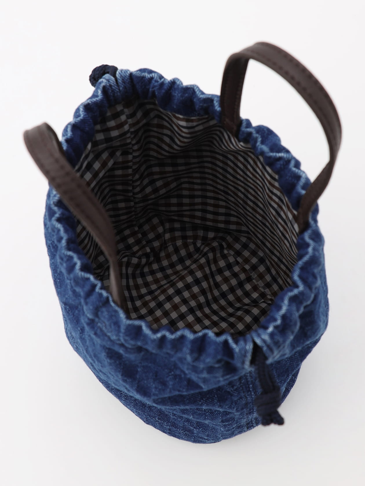 Denim Jacquard Reversible Drawstring Bag