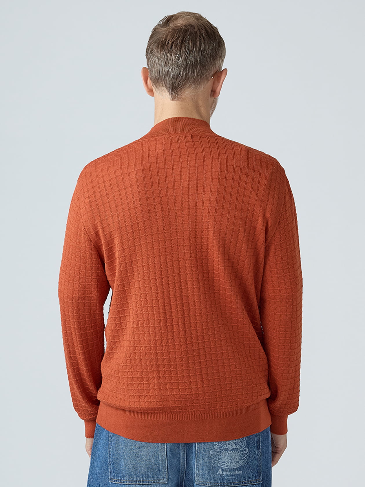 Lattice jaquard Mock-neck