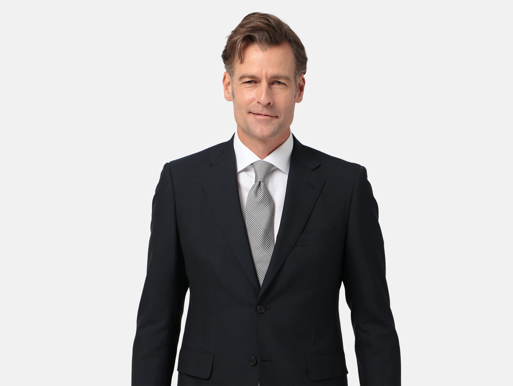 モヘア混 ネイビーチェックスーツ