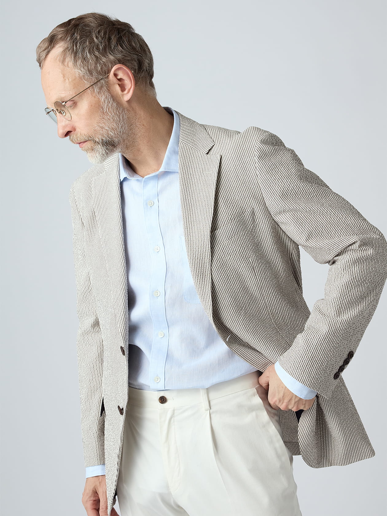 KING SIZE】Silk Mix Seer-sucker Jacket