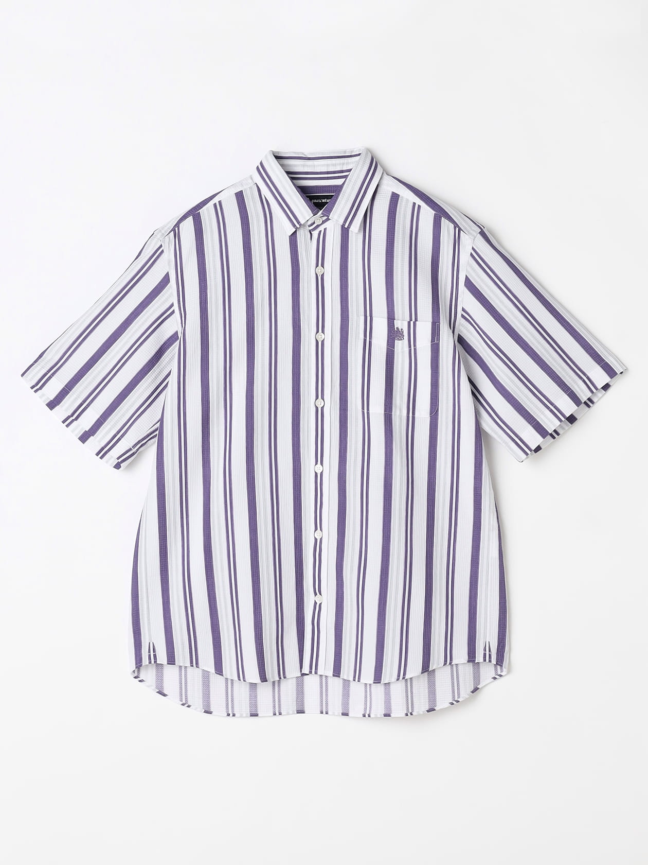 KING SIZE】Waffle Multi Stripe Short Sleeve Shirt