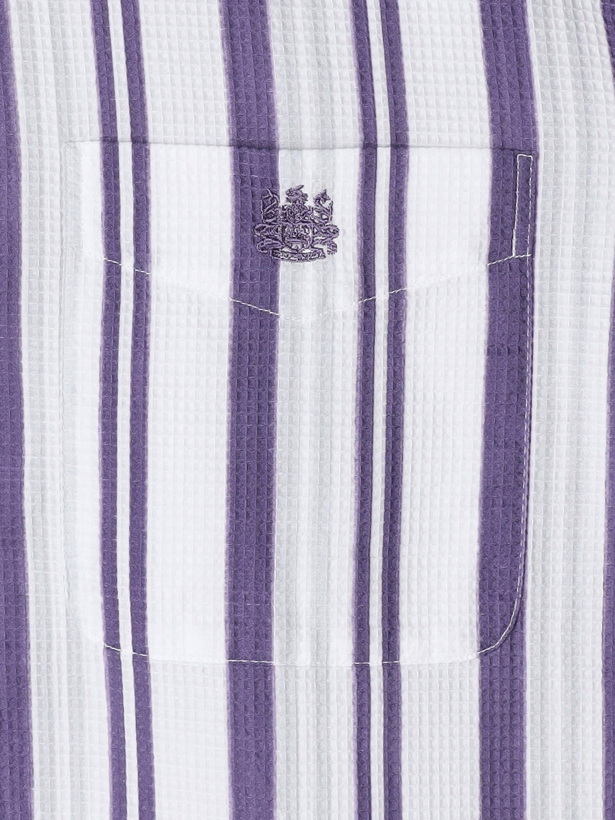 KING SIZE】Waffle Multi Stripe Short Sleeve Shirt