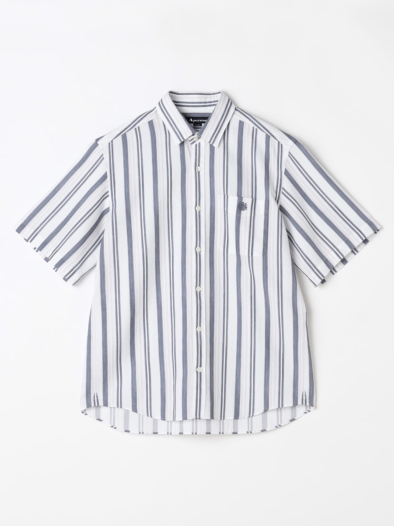 KING SIZE】Waffle Multi Stripe Short Sleeve Shirt