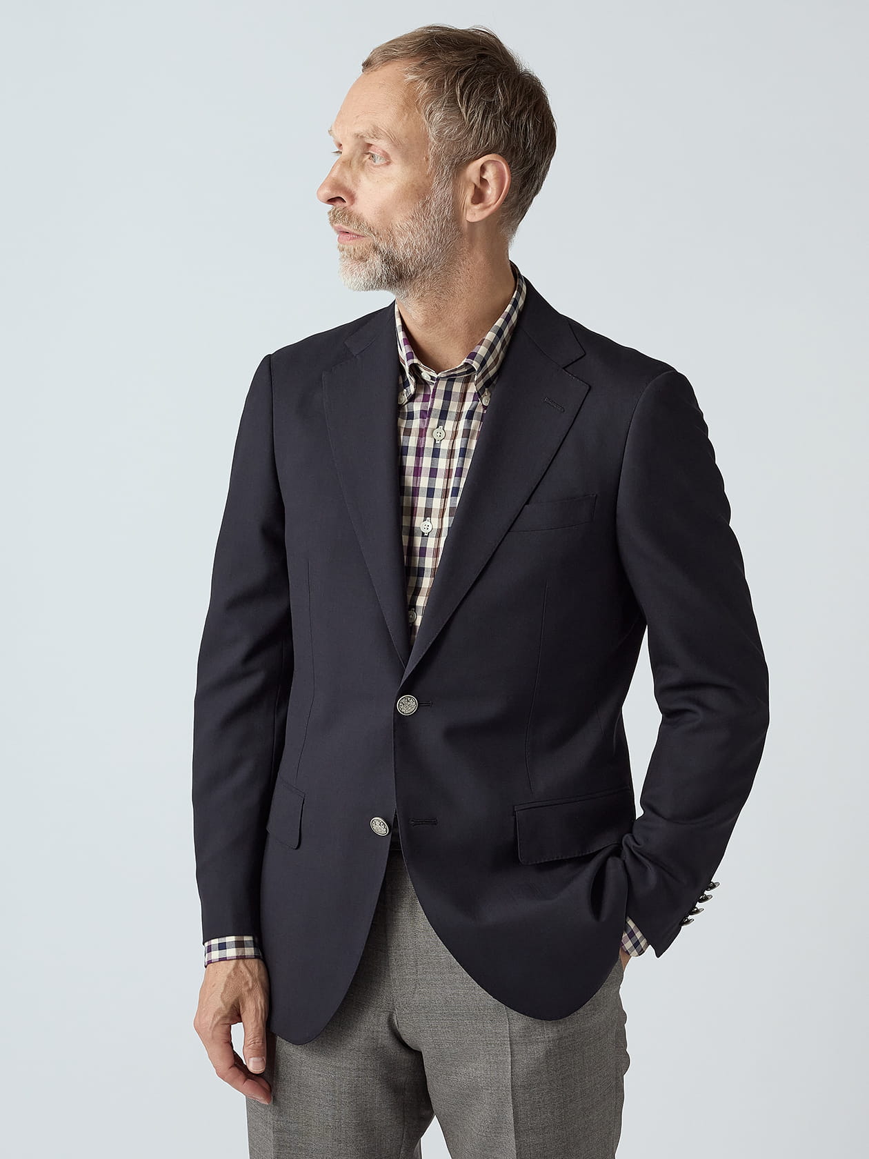 Aquascutum 英国製　ネイビー ブレザー　紺ブレ Navy Blazer