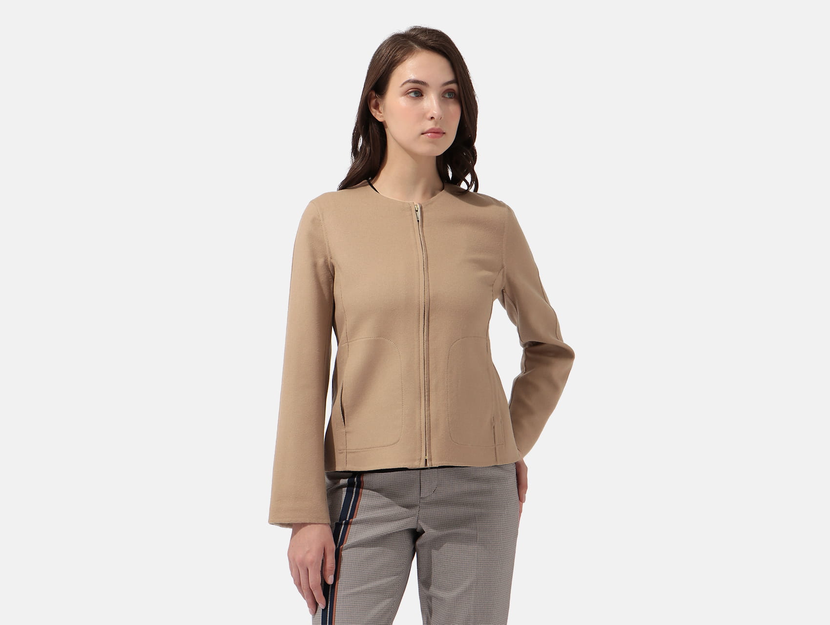 u_big ウールダブルフェイスカラージャケットエクリュ