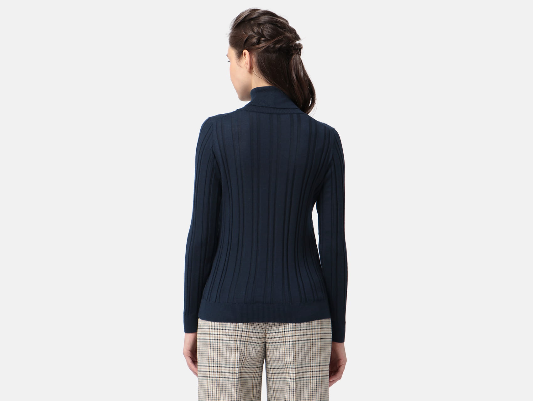 カシミヤシルク タートルネックリブ