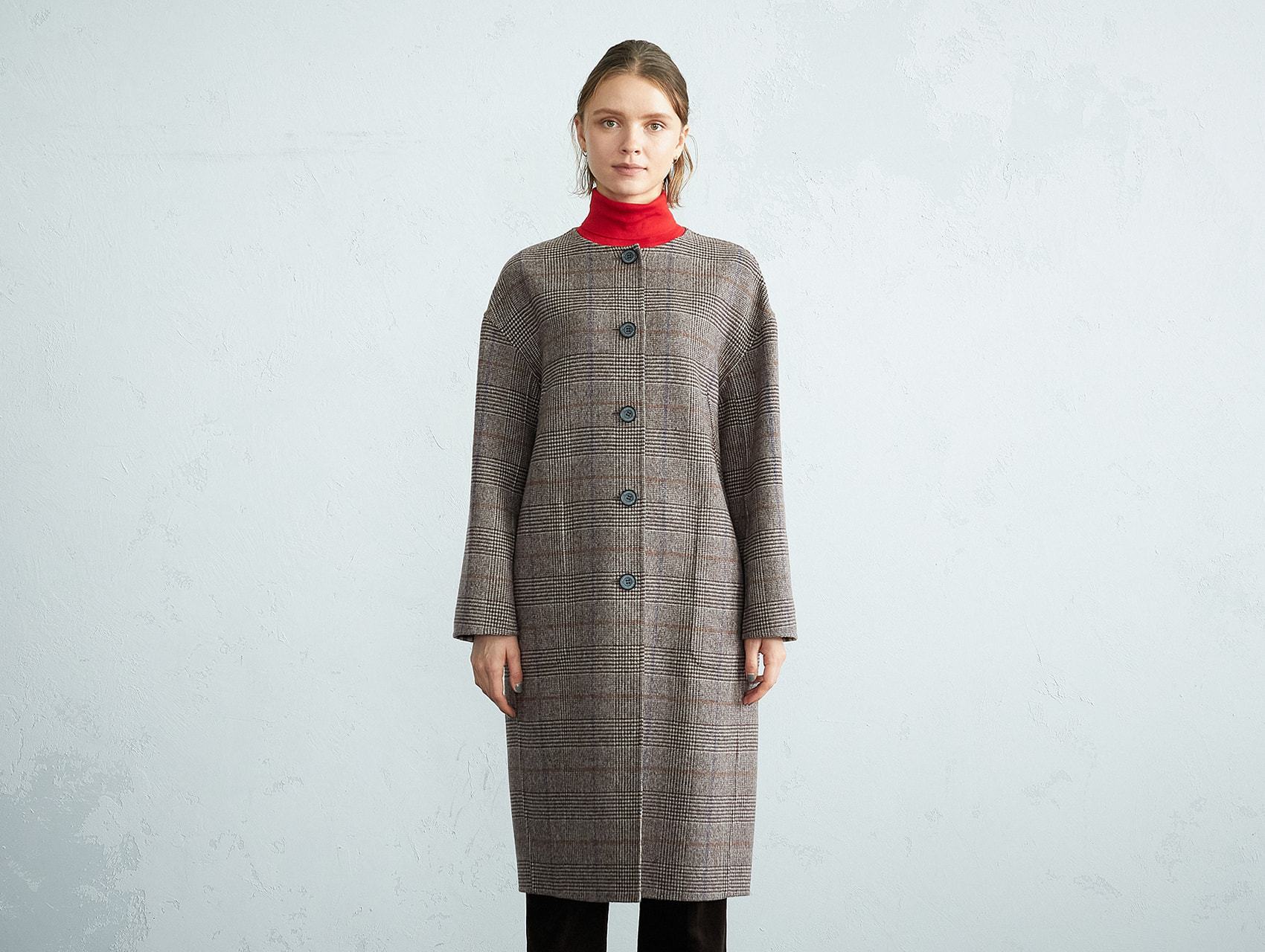 チェックダブルフェイスビーバーコート