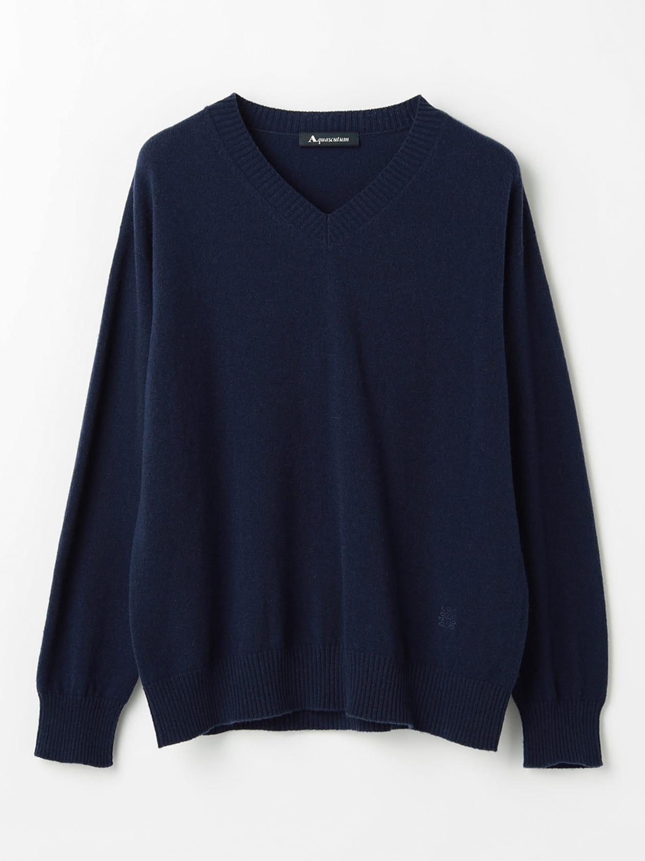 アクアスキュータム カシミヤ Vネックニット 黒　L ピュアカシミヤ Vネック