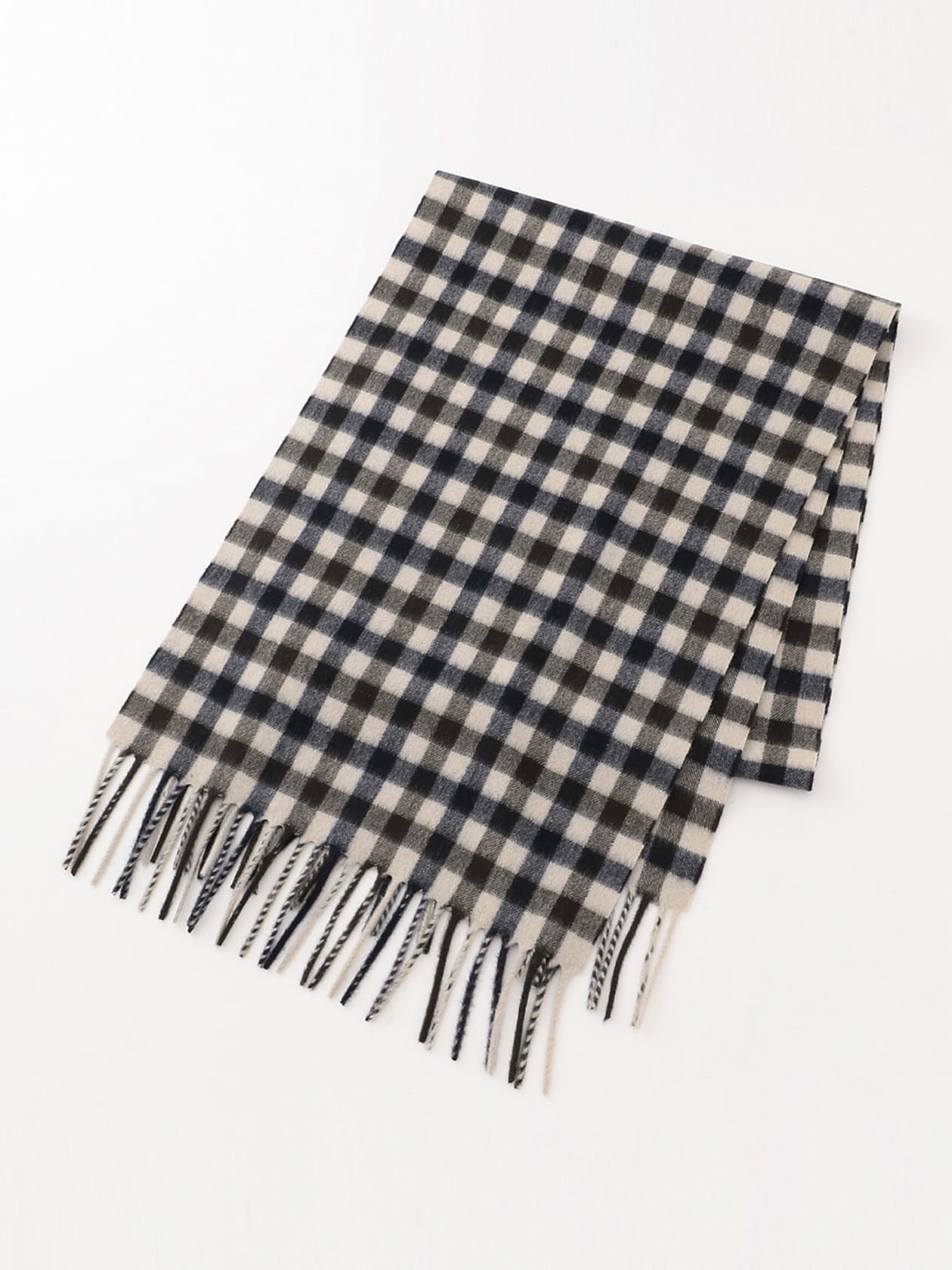 クラブチェック ウールカシミヤマフラー