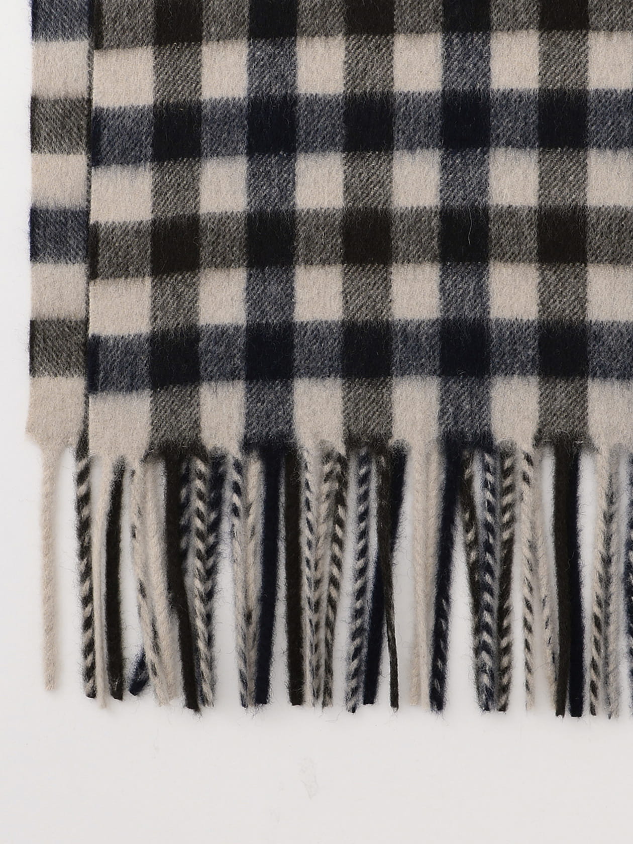 クラブチェック ウールカシミヤマフラー