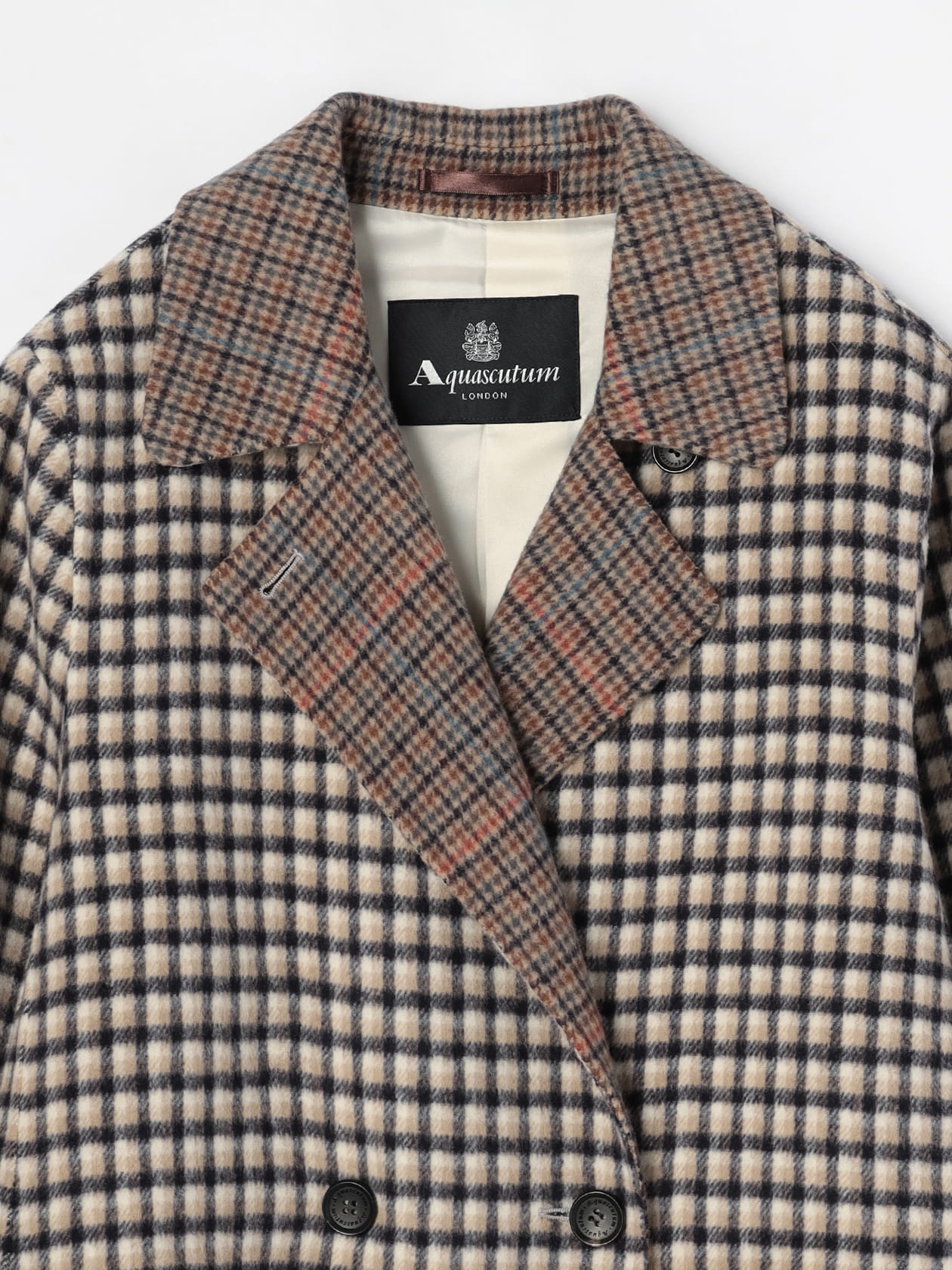美品 Aquascutum チェックダブルフェイス ショートコート 近年モデルM