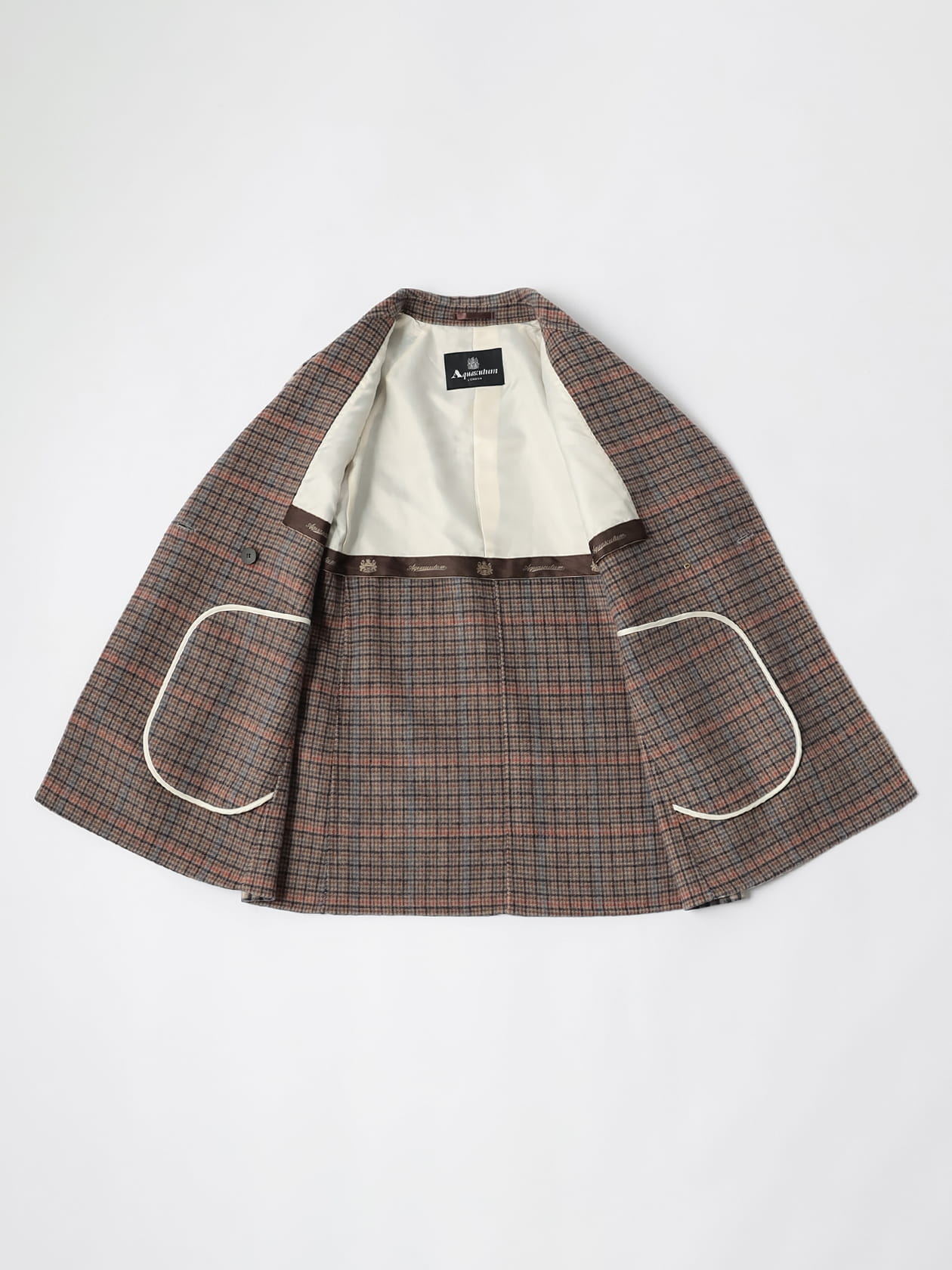 美品 Aquascutum チェックダブルフェイス ショートコート 近年モデルＭ チェックダブルフェイス ショートコート
