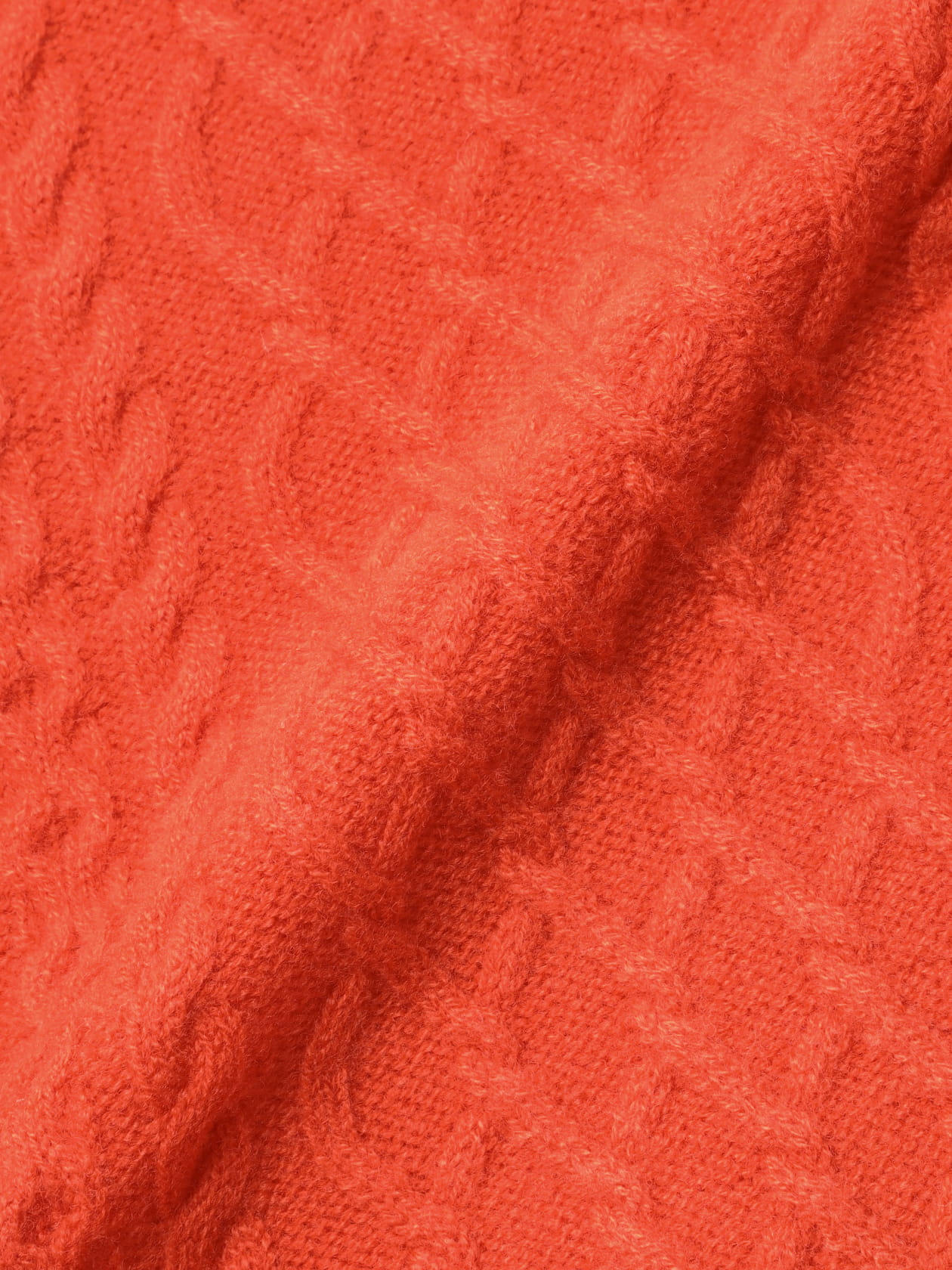 【XL・カシミヤ】アクアスキュータム　ケーブルニット　セーター　オレンジ DESHENG (デシェン) カシミヤ100％ 12G 無地 クルーネック セーター