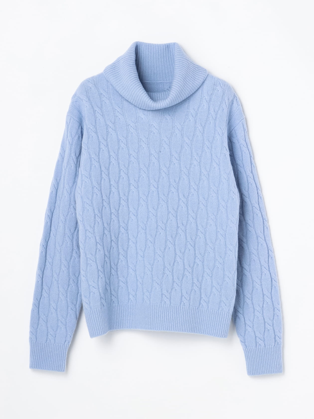 ケーブルニット タートルネック