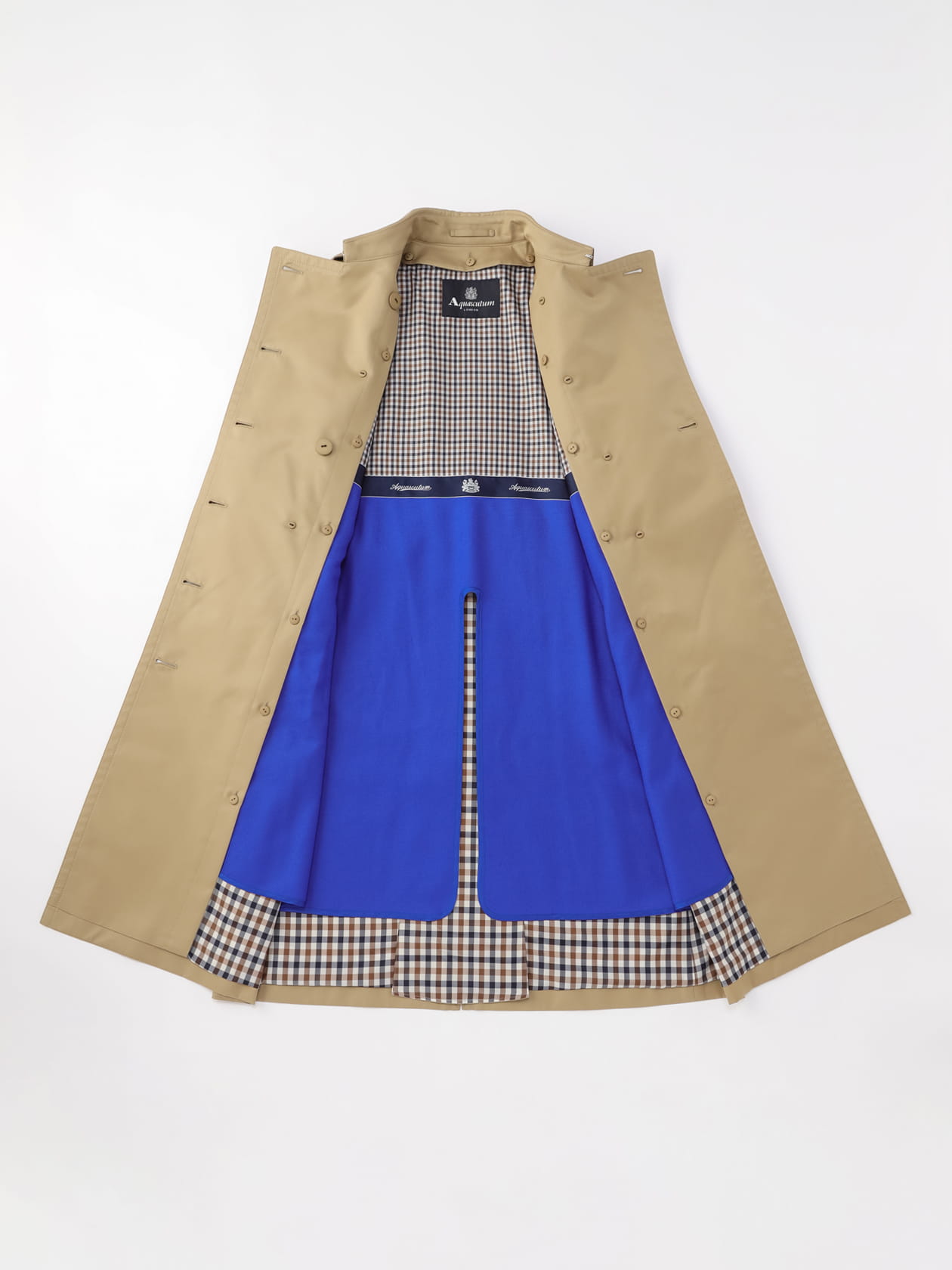 希少カラー　アクアスキュータム　ハウスチェック　ライナー　2way ロングコート BASIC TRENCHCOAT LONG
