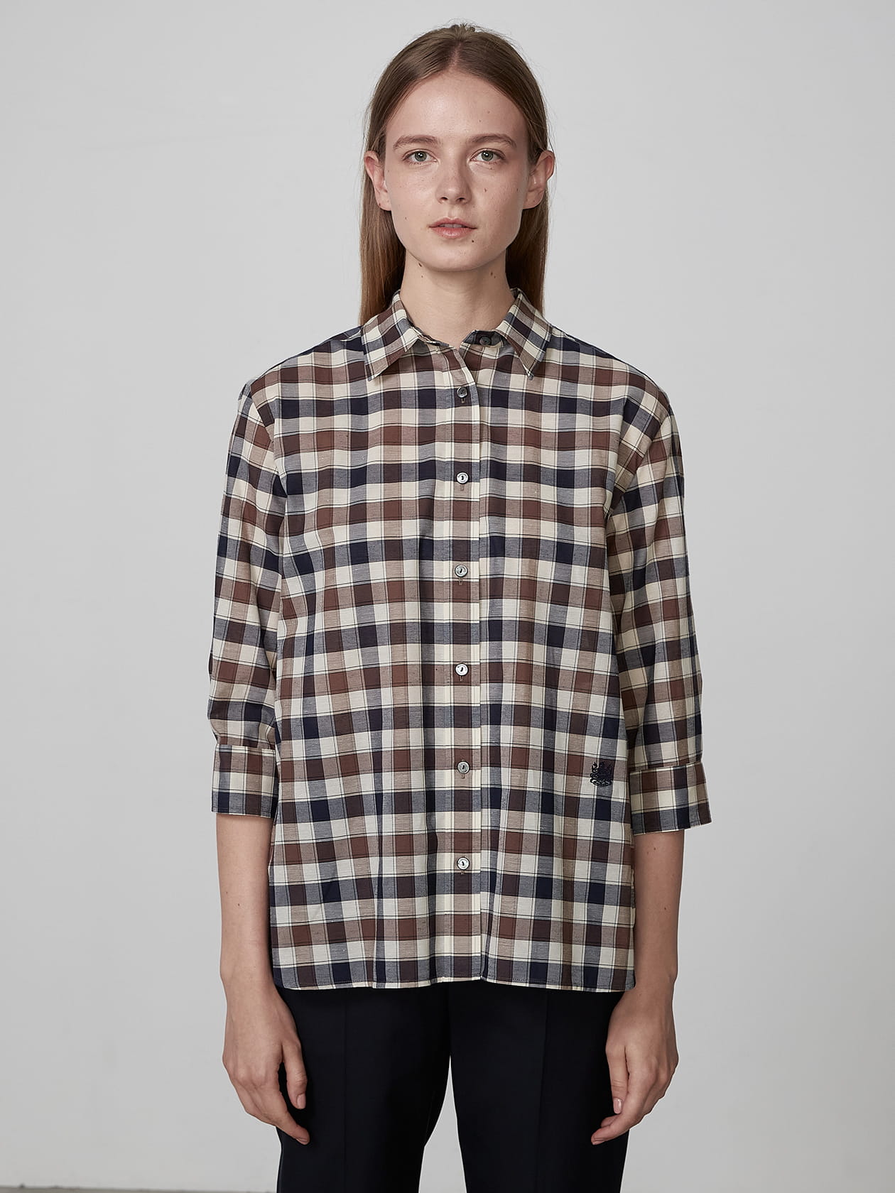 LOWCLASSIC ブラウン チェックシャツ LOWCLASSIC ブラウン チェックシャツ