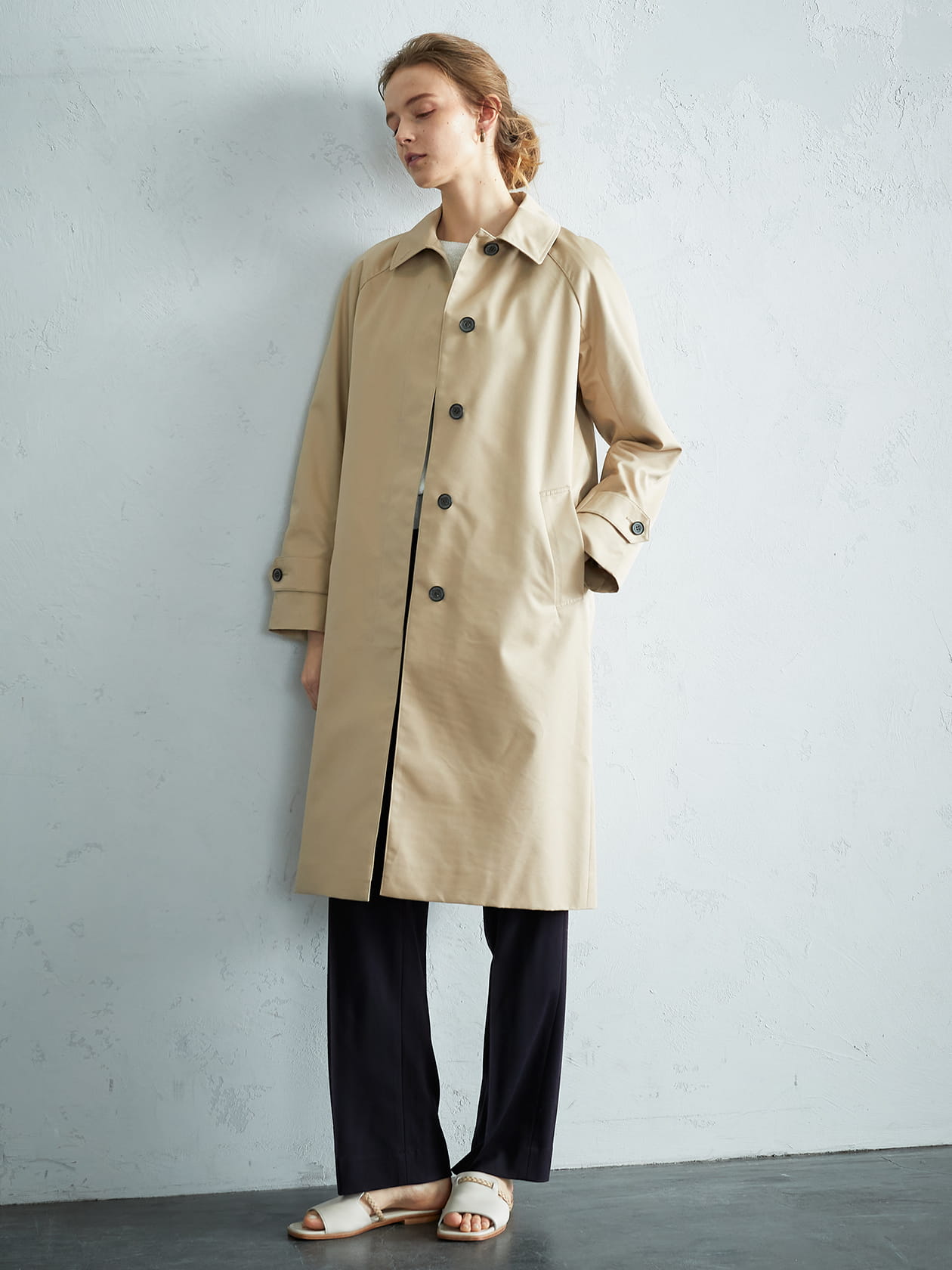 Aquascutum アクアスキュータム ネイビー コットン ステンカラーコート