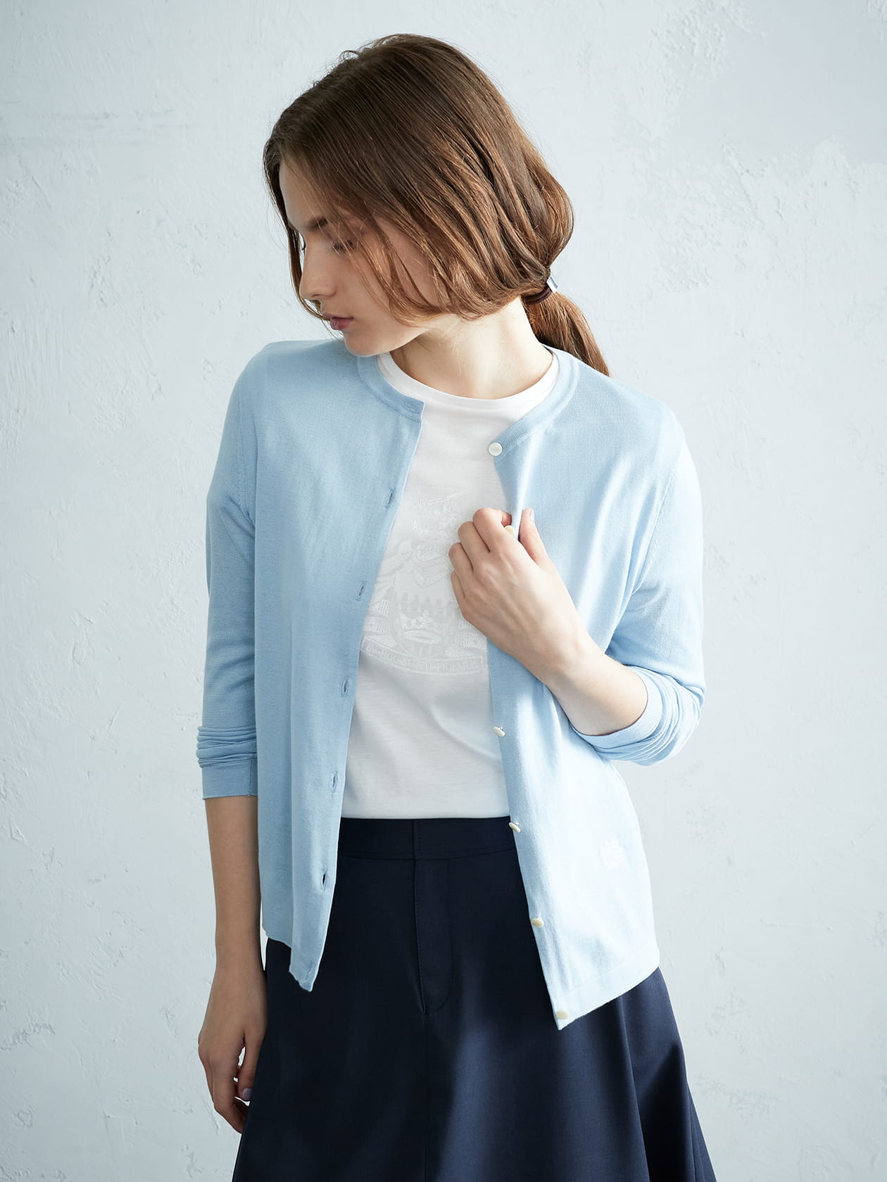 L'Appartement シルクコットン プルオーバー カーディガン コットンシルク ハイゲージカーディガン