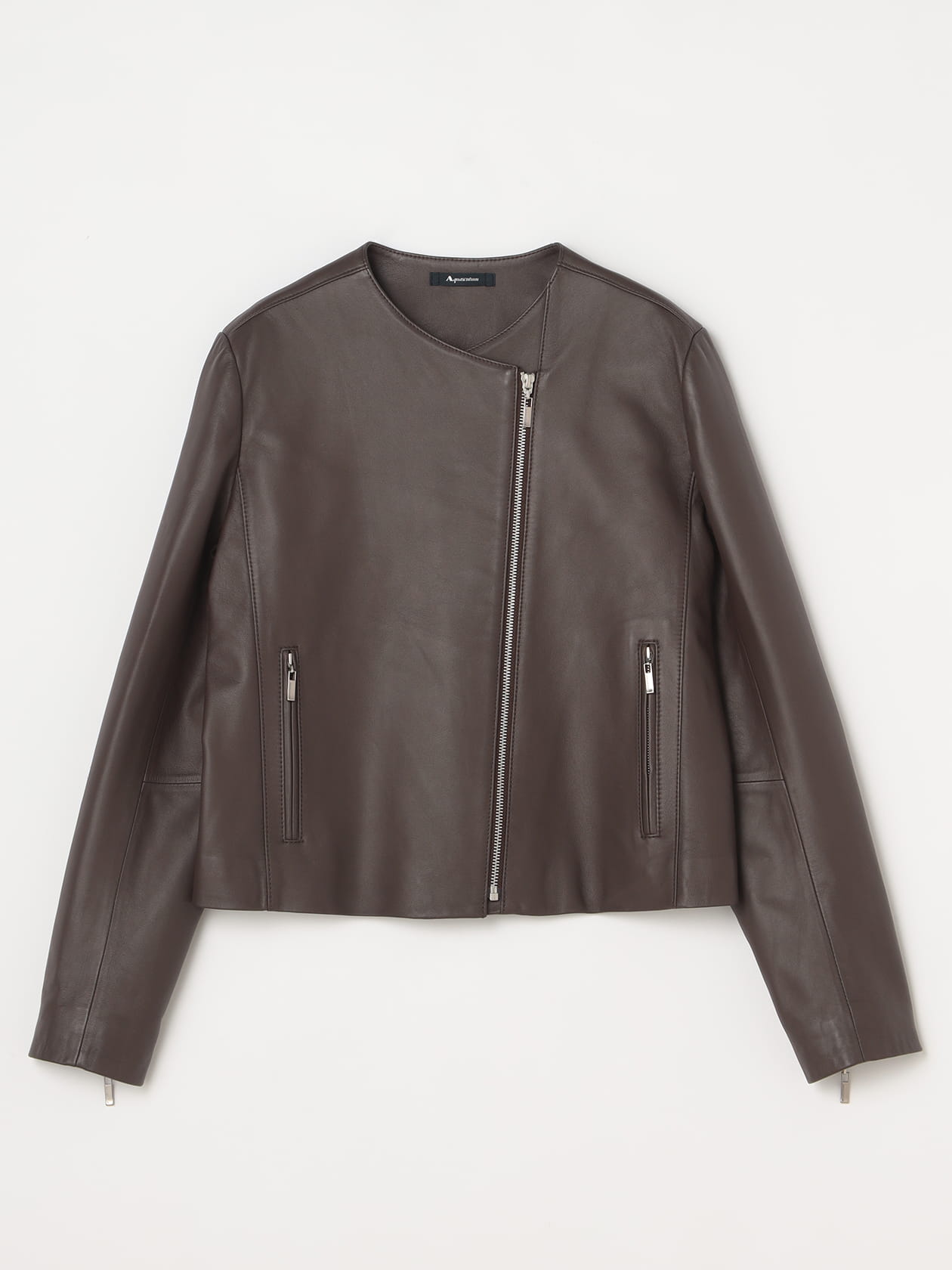 Aquascutum ラムレザー ジャケット スナップボタン サイズ9 ブラウン Aquascutum ラムレザー ジャケット スナップボタン サイズ9 ブラウン