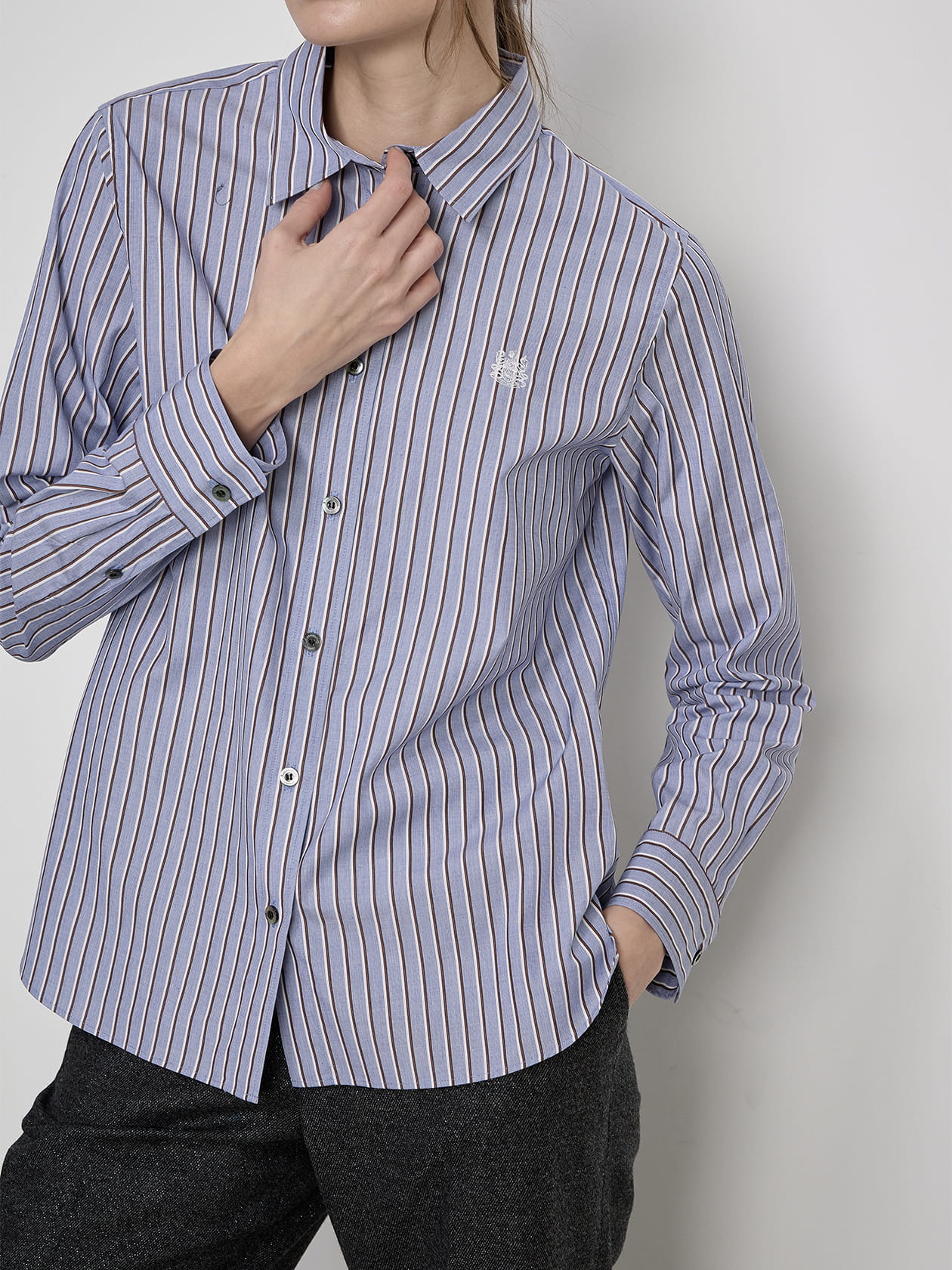 新品未使用 Aquascutum アクアスキュータム ストライプシャツ Aquascutum アクアスキュータム レディース ストライプシャツ