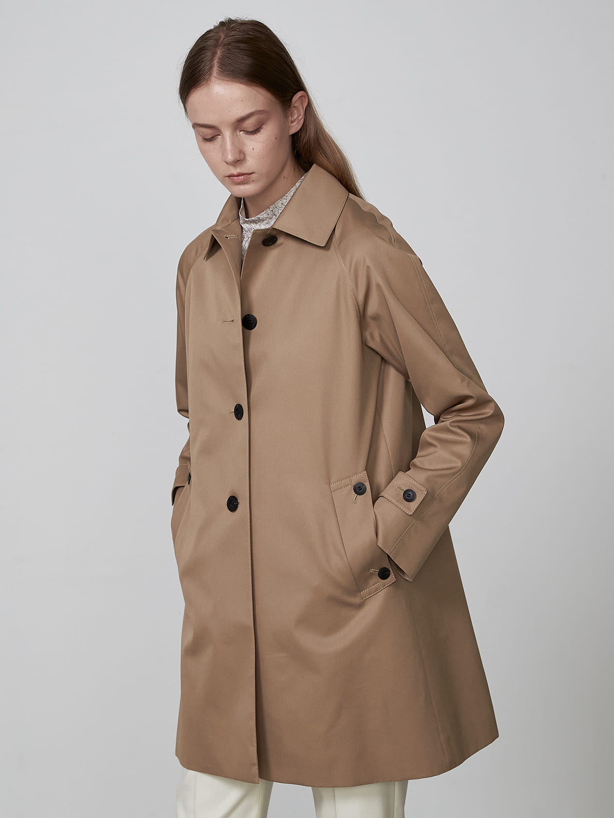 54cm着丈美品 18AW タン TAN ニット ラグランスリーブ コート アウター F