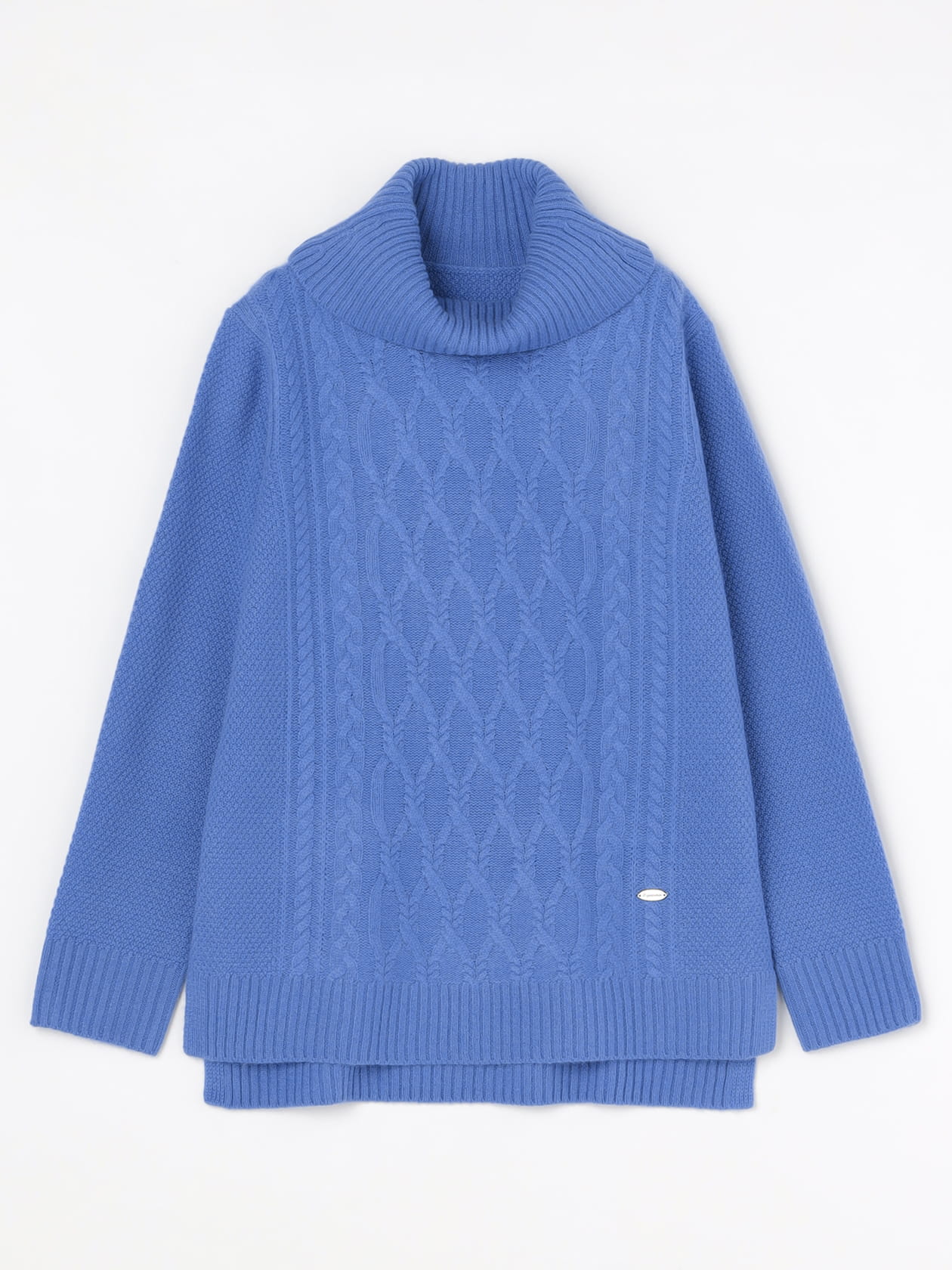 カシミヤ オフタートルケーブルニット