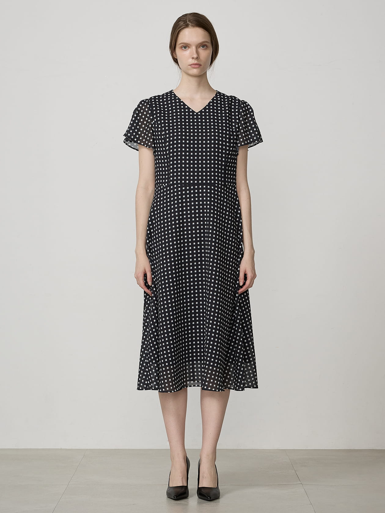 スクエアドットプリントワンピース