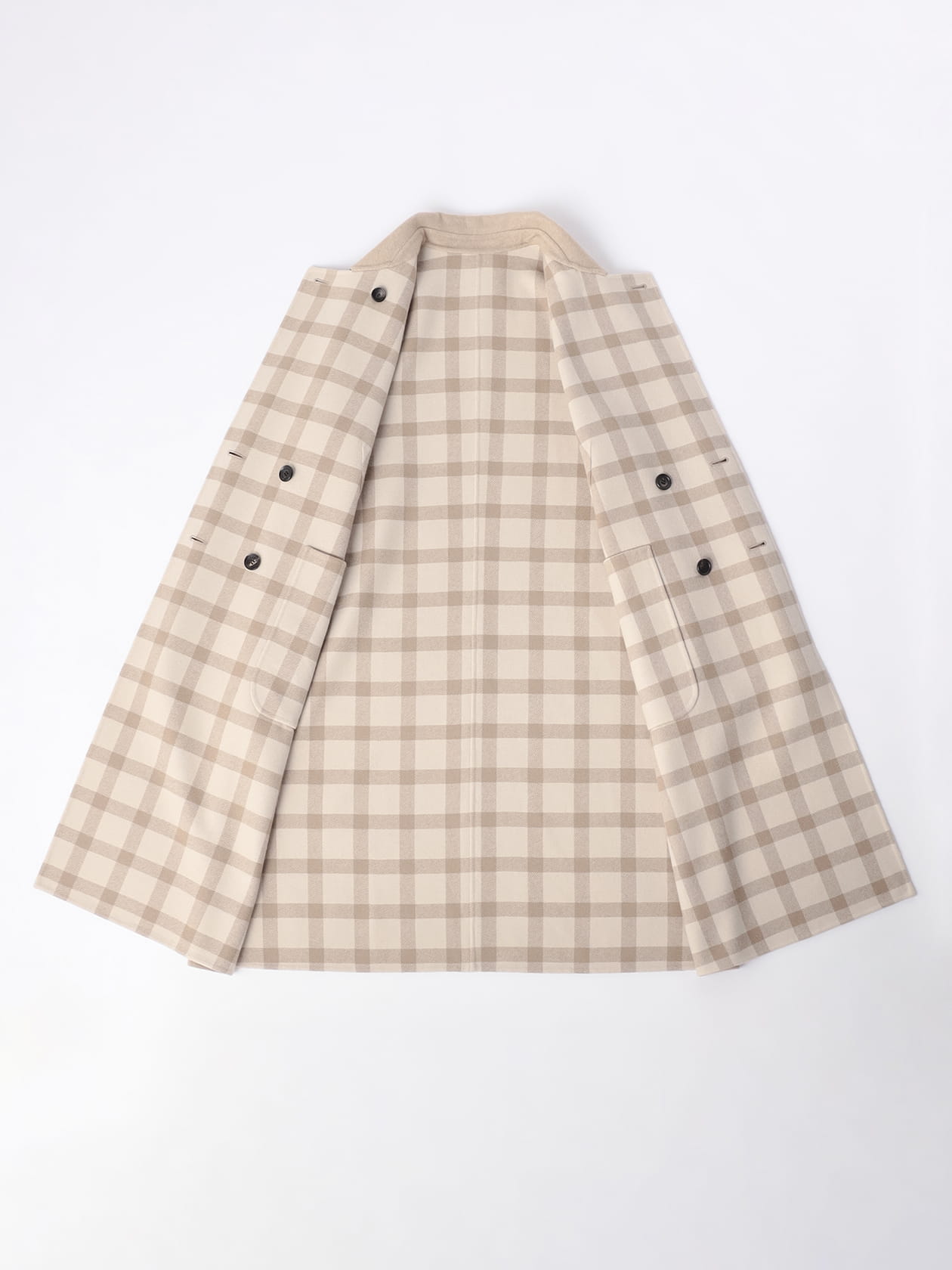 カシミヤブレンドチェックリバーシブルコート