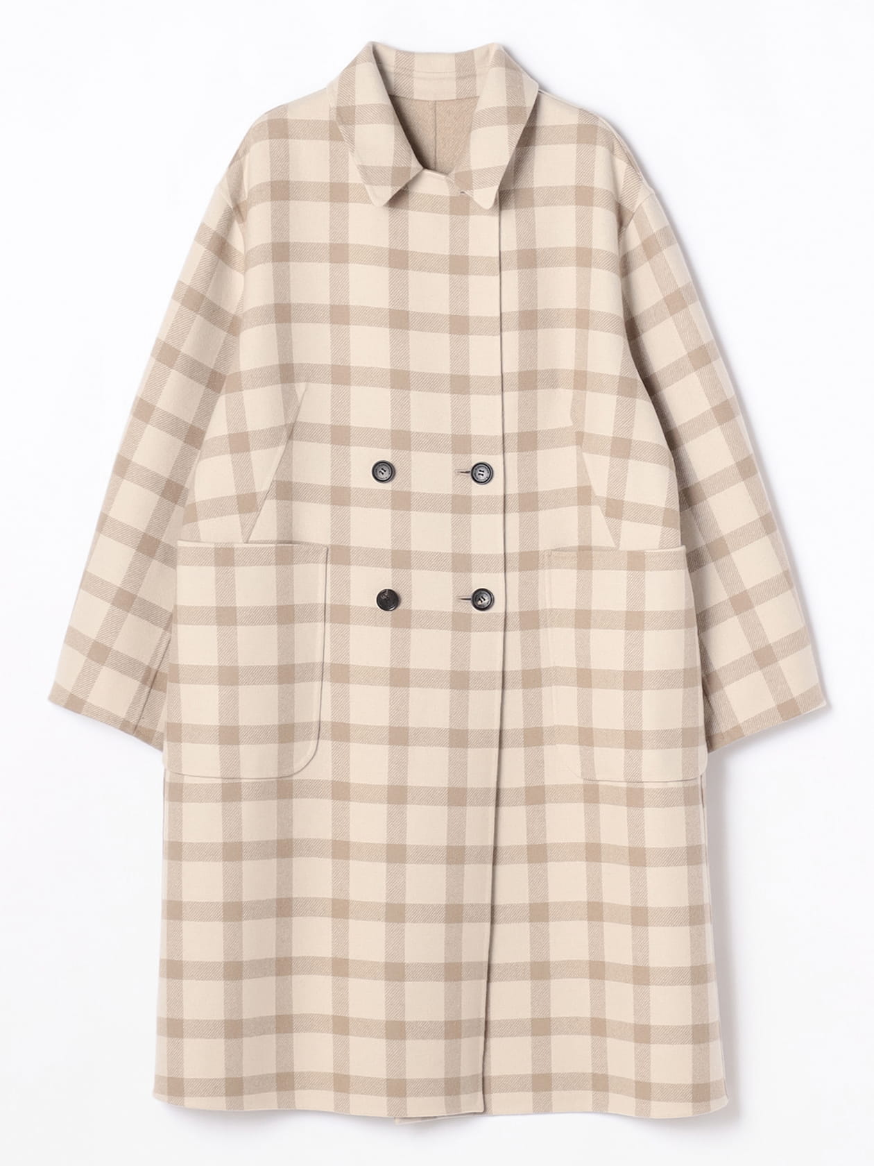 カシミヤブレンドチェックリバーシブルコート