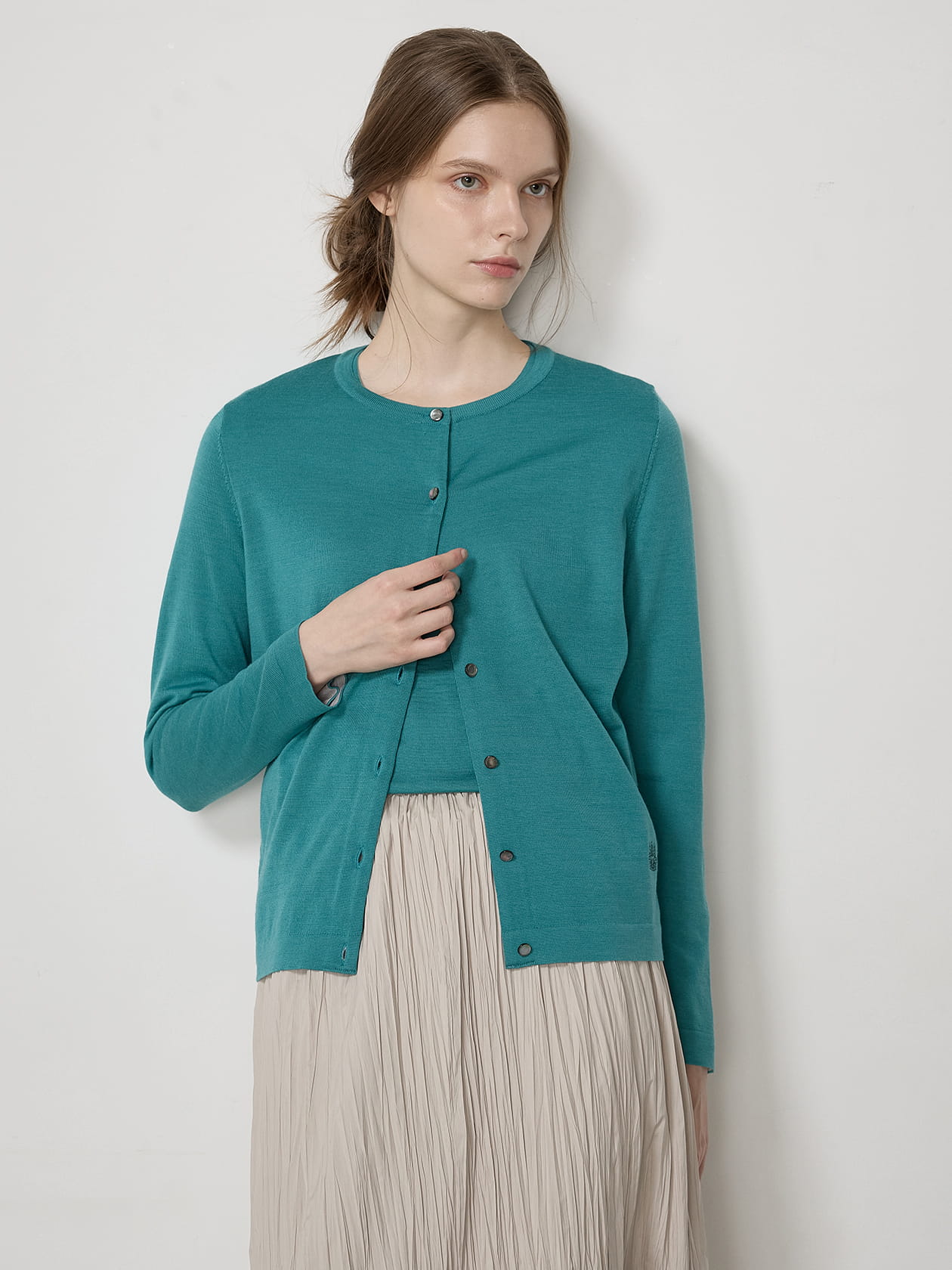 COS バイカラー ウール カーディガン COLOUR-BLOCK WOOL V-NECK CARDIGAN カラーブロックウールV