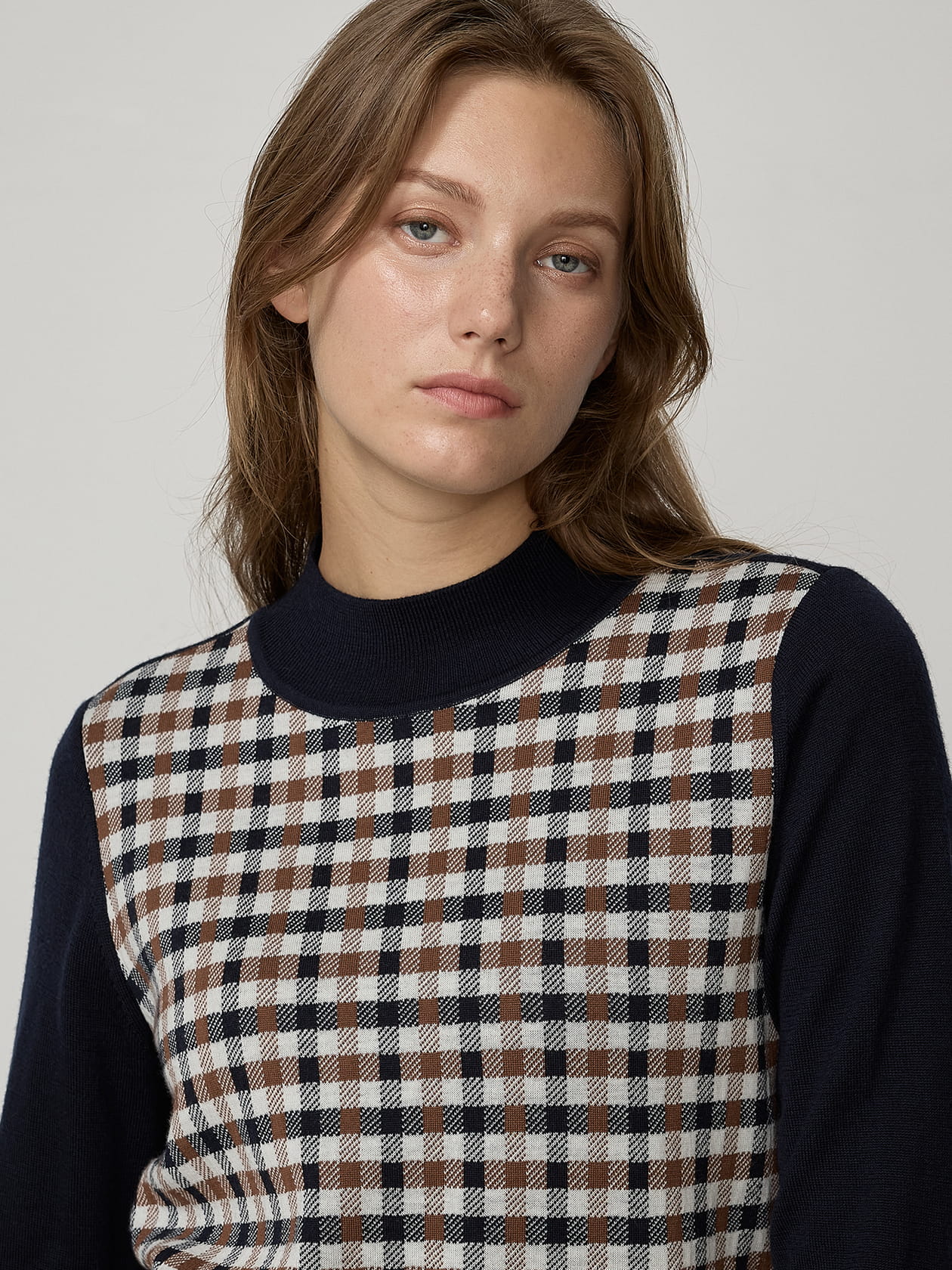 Aquascutum チェック ドライバーズニット セーター フルジップ アンサンブル対応クラブチェックカーディガン