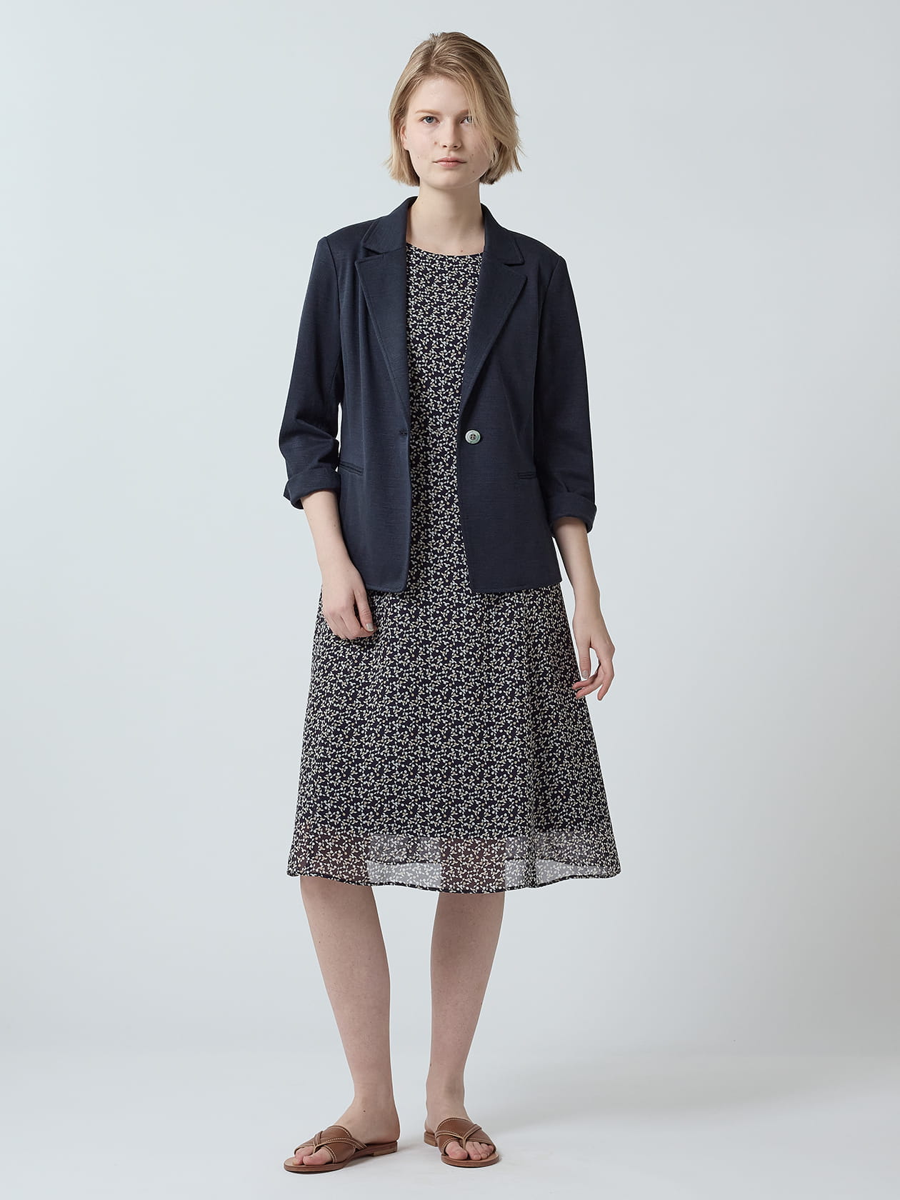 幾何フラワーPRINTワンピース