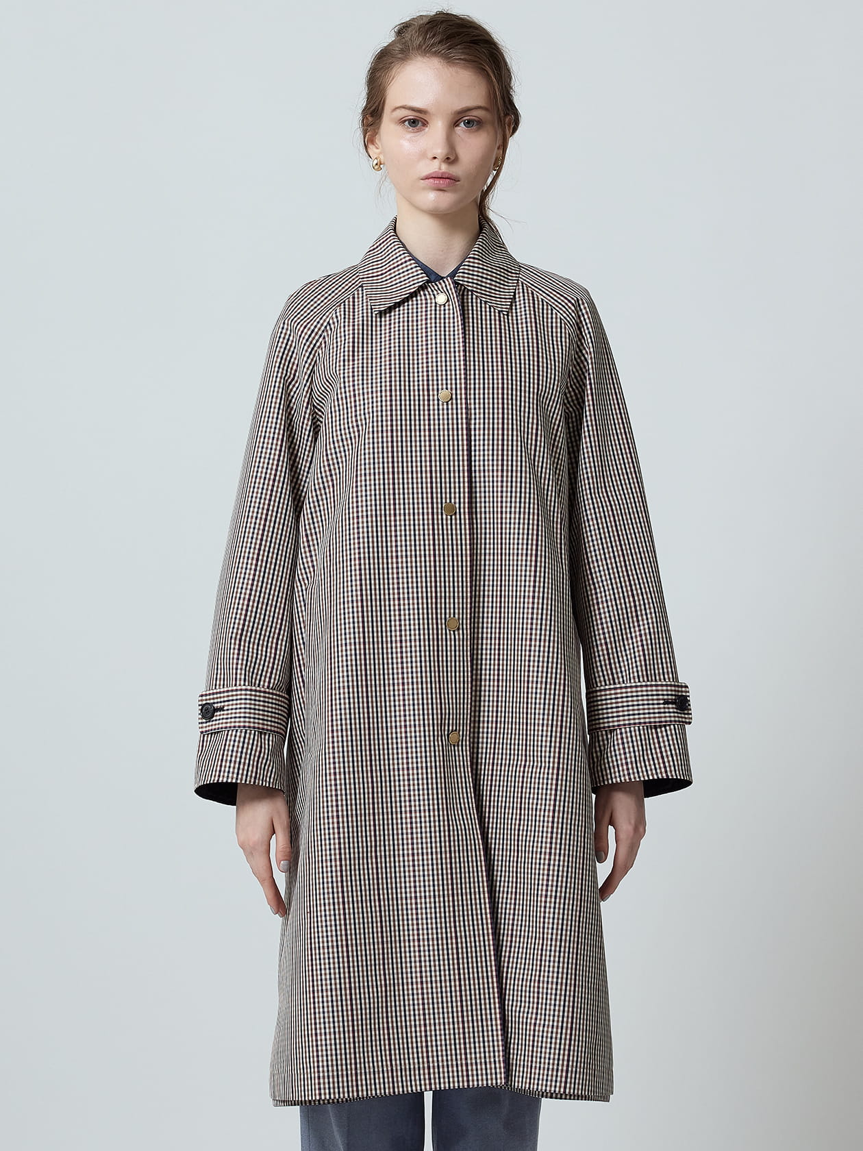 クラブチェックリバーシブルステンカラーコート