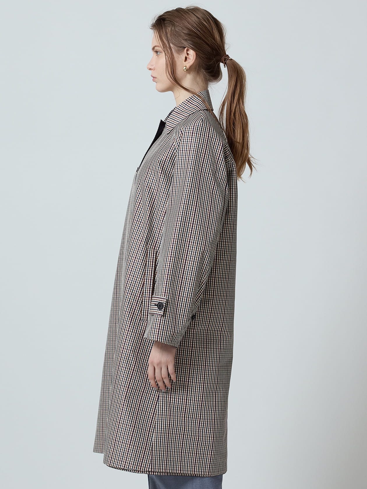 Aquascutum リバーシブル ステンカラーコート千鳥チェック ウール XL Aquascutum｜クラブチェックリバーシブルステンカラーコート | Rakuten