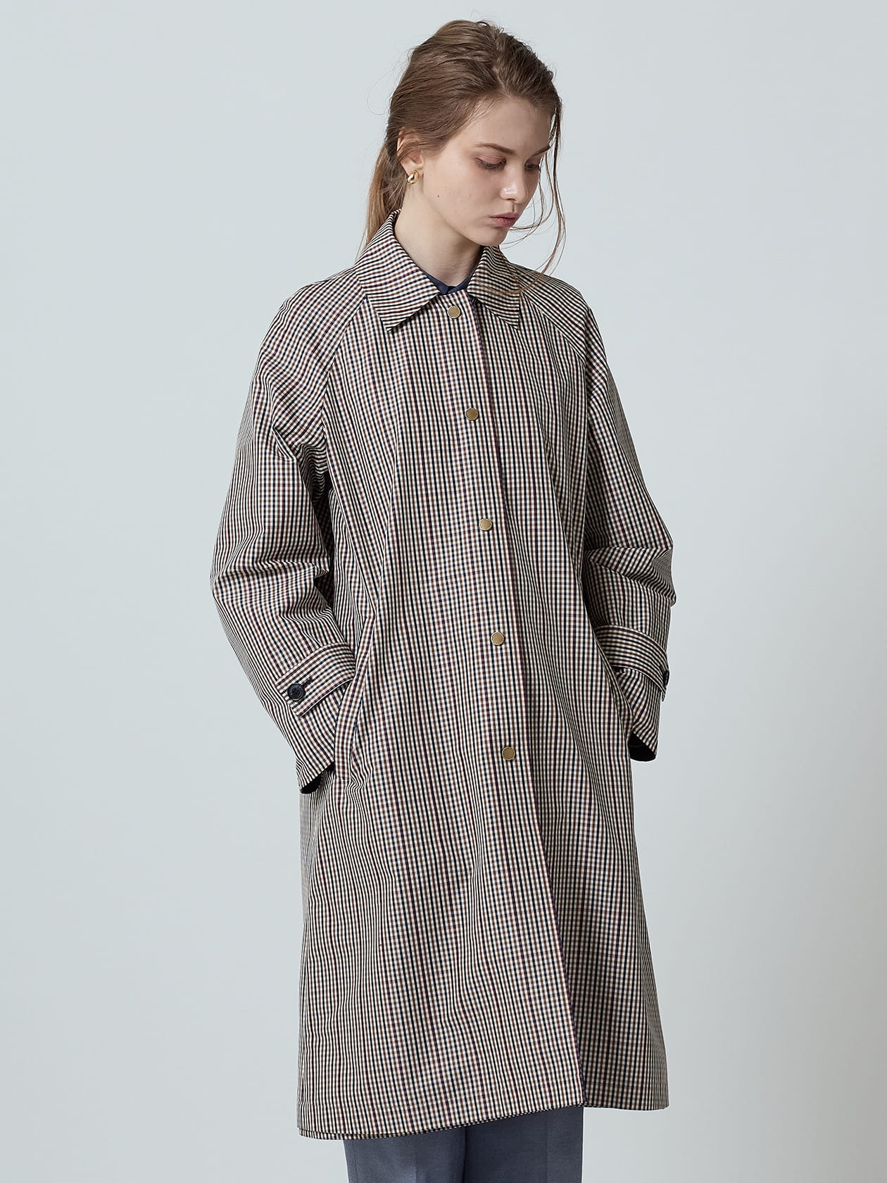 クラブチェックリバーシブルステンカラーコート